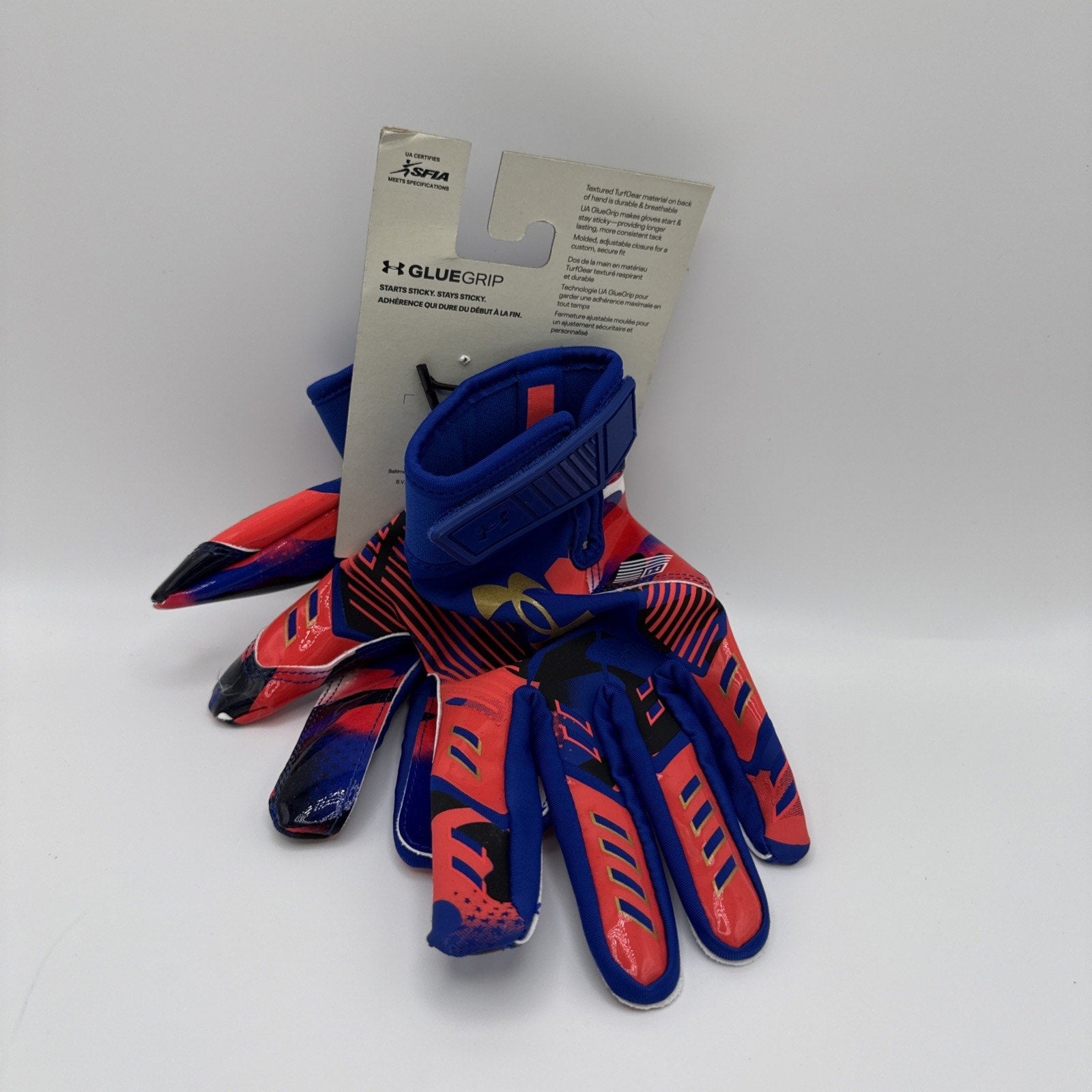 NEW Size M/M Under Armour F9 Nitro Men's Football Gloves w Sticky Gluegrip.