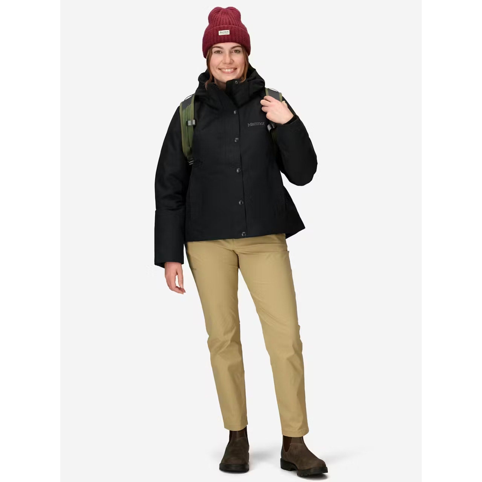 Marmot Women's Chelsea Down Short Coat Black Large 700 Fill Waterproof NWT $350