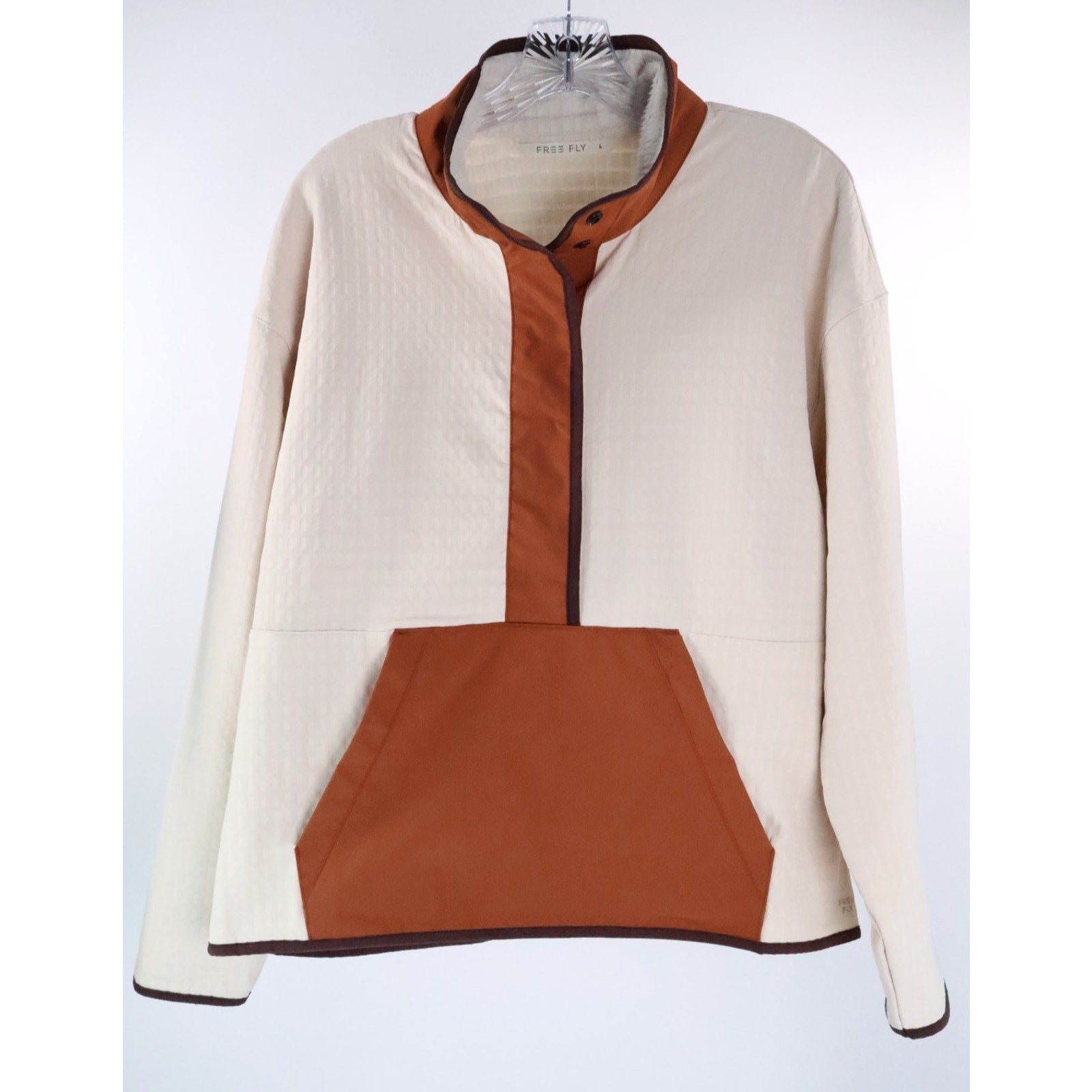 Free Fly Apparel Women's Gridback Fleece Snap Pullover Stone Size Large $148 Rea