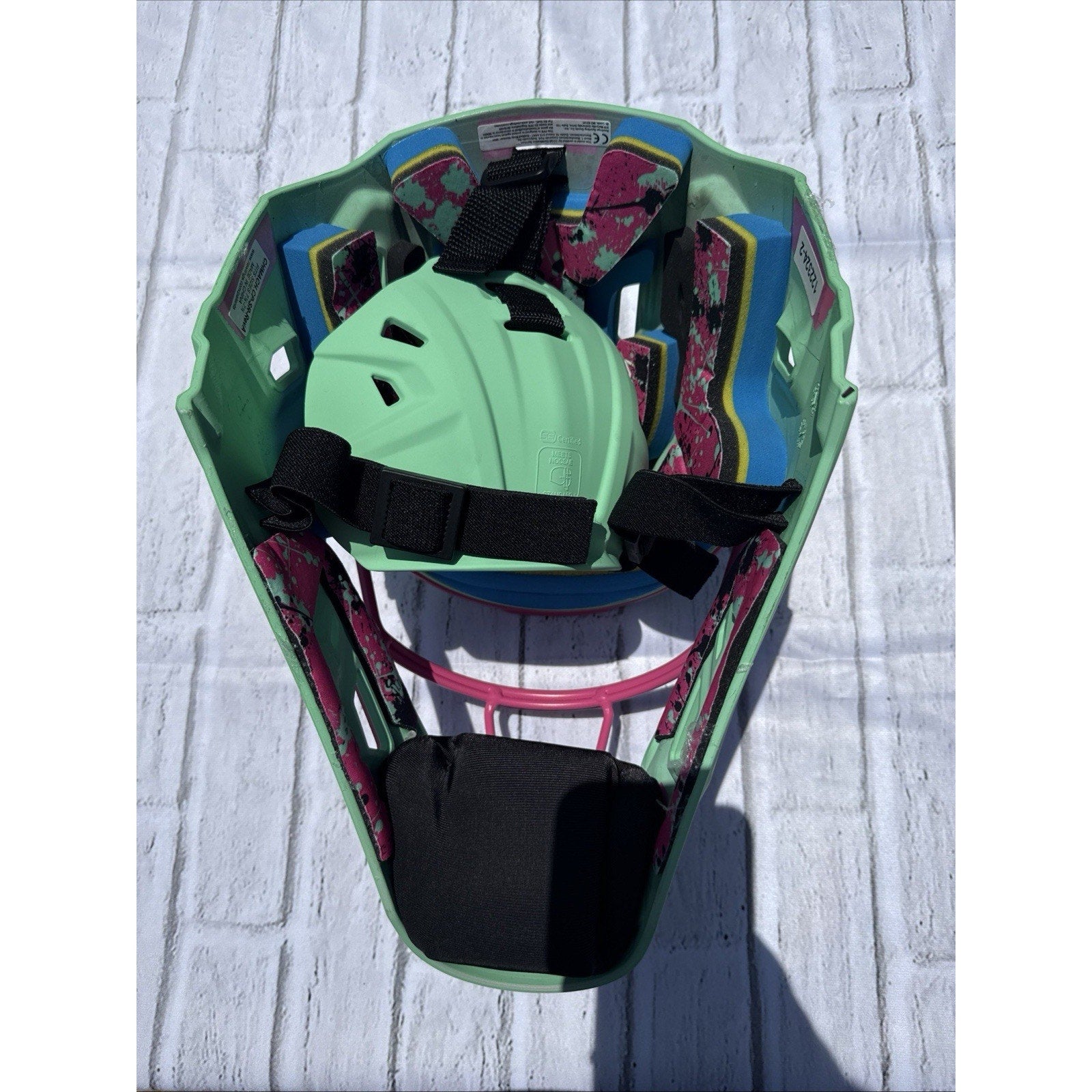 Rawlings Mach Splattter Mint/Pink Limited Catcher’s Gear Adult Large - NEW #C2
