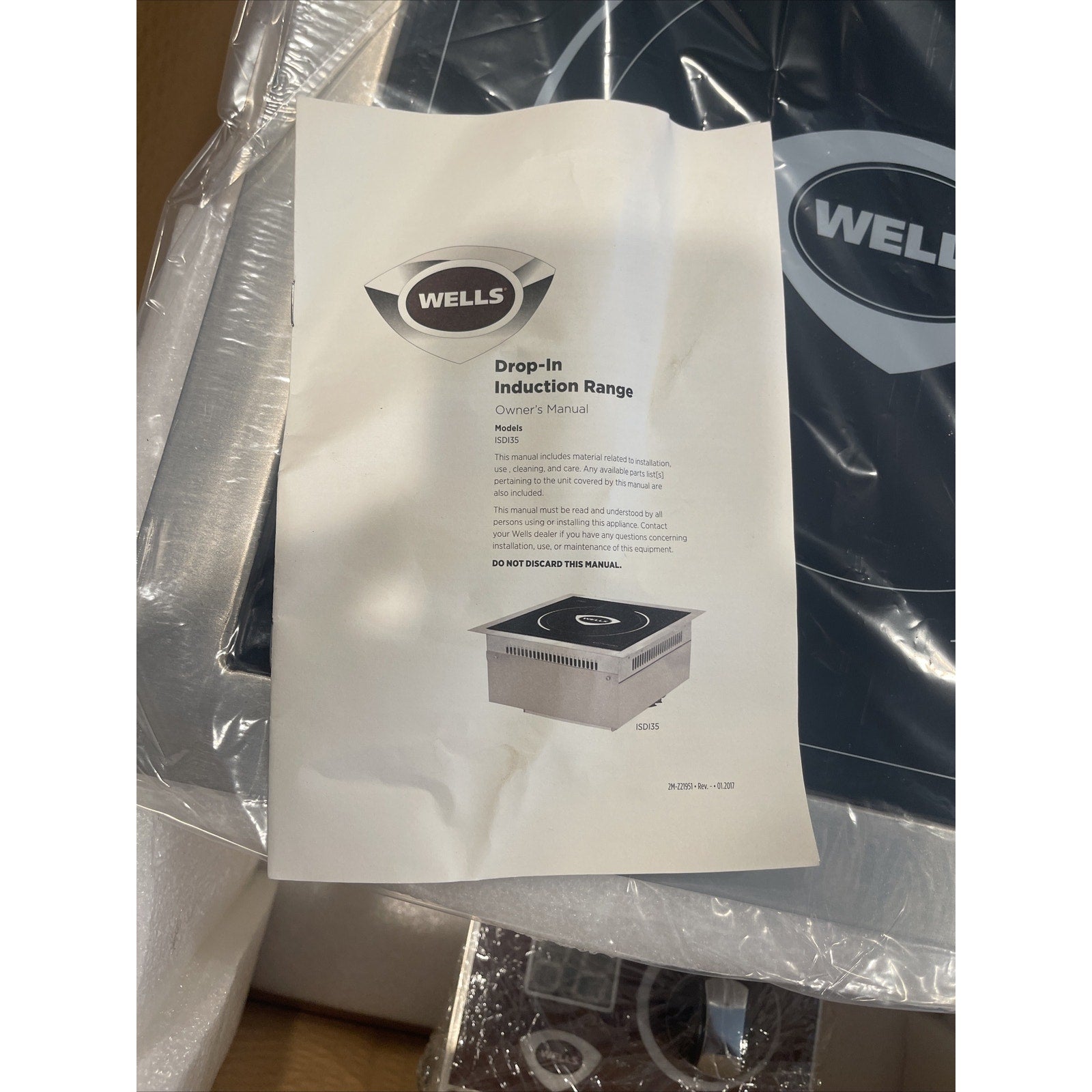 NEW WELLS DROP-IN COMMERICIAL INDUCTION RANGE ONE BURNER MODEL ISDI35