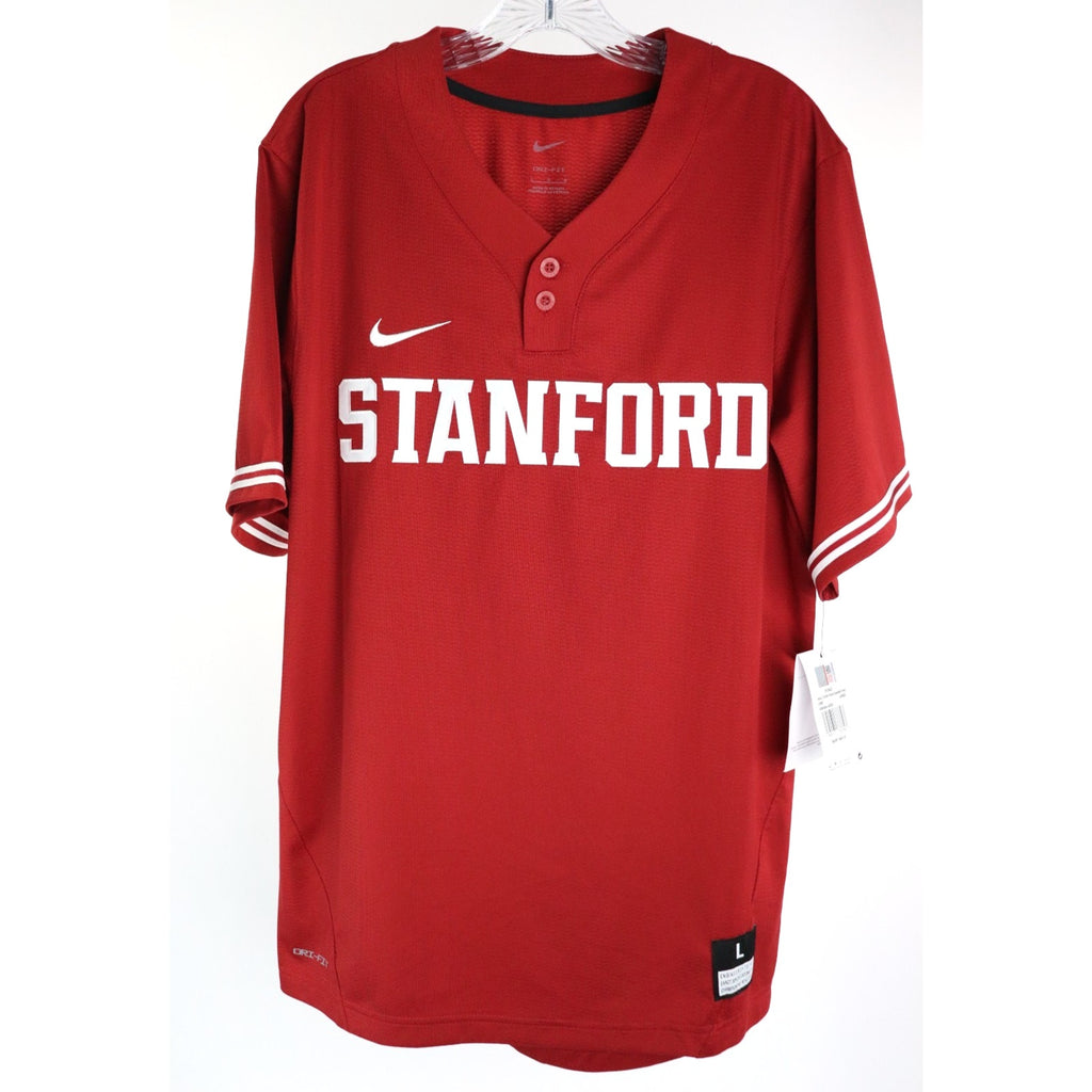 Stanford Cardinal Jersey Men's Large Nike Red Replica 2 Button Baseball $80 NWT