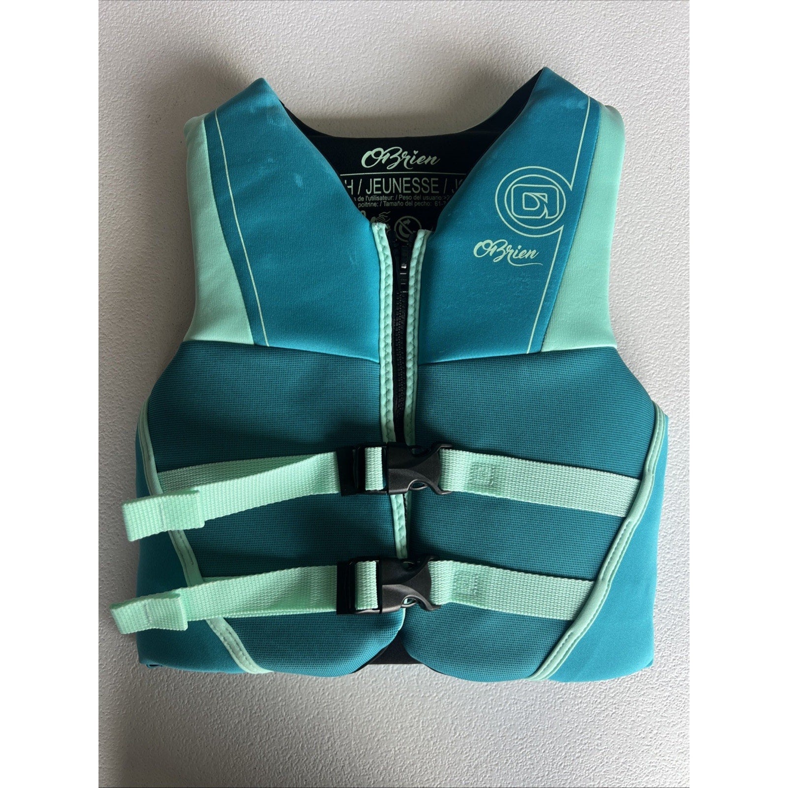 O'Brien Youth Vest Aqua Life Jacket 55-88 lbs. 2232775 New Read