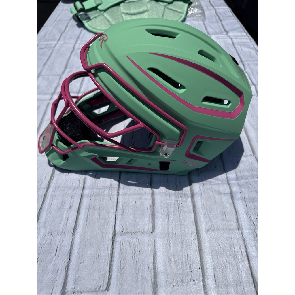 Rawlings Mach Splattter Mint/Pink Limited Catcher’s Gear Adult Large - NEW #C2