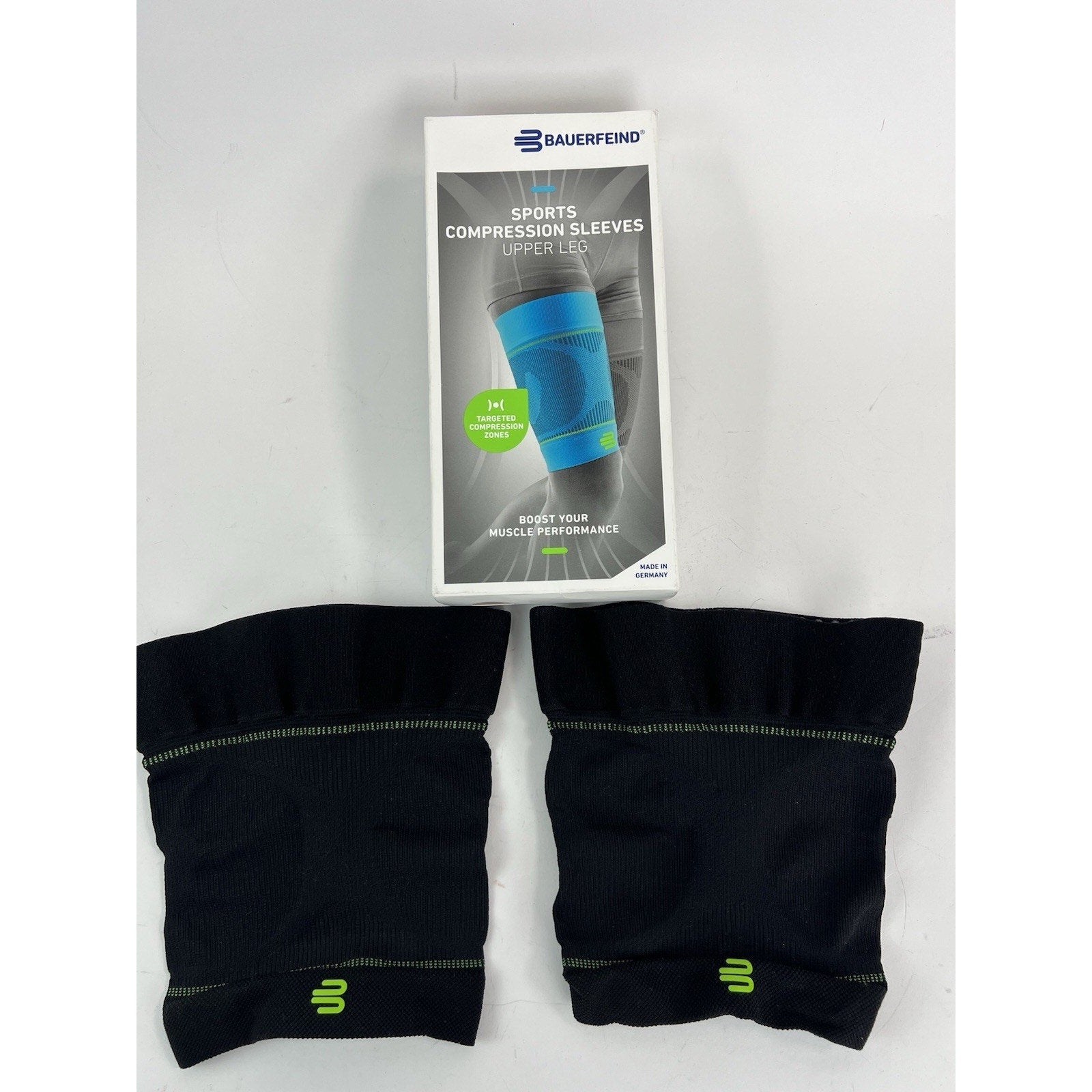 Bauerfeind Sports Compression Sleeves Upper Leg Black Size M Short Germany