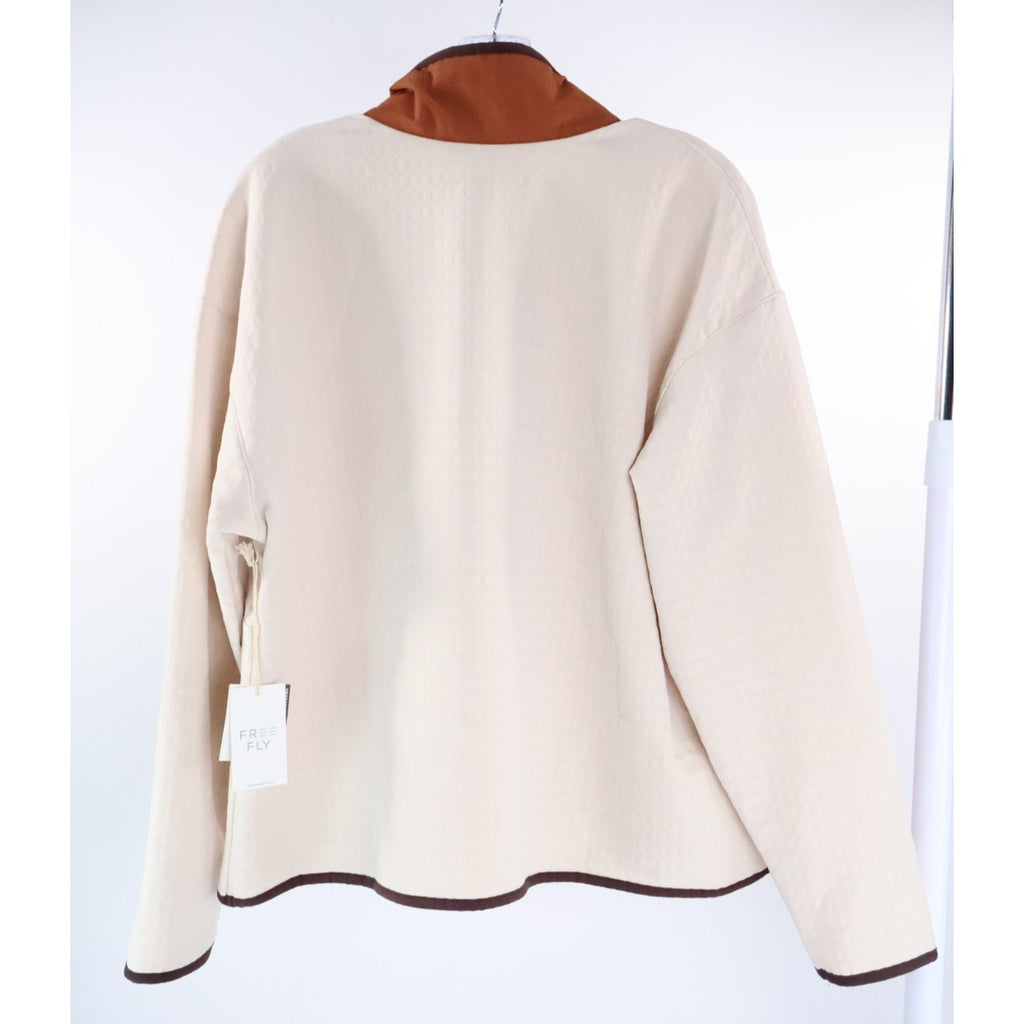 Free Fly Apparel Women's Gridback Fleece Snap Pullover Stone Size Large $148 Rea