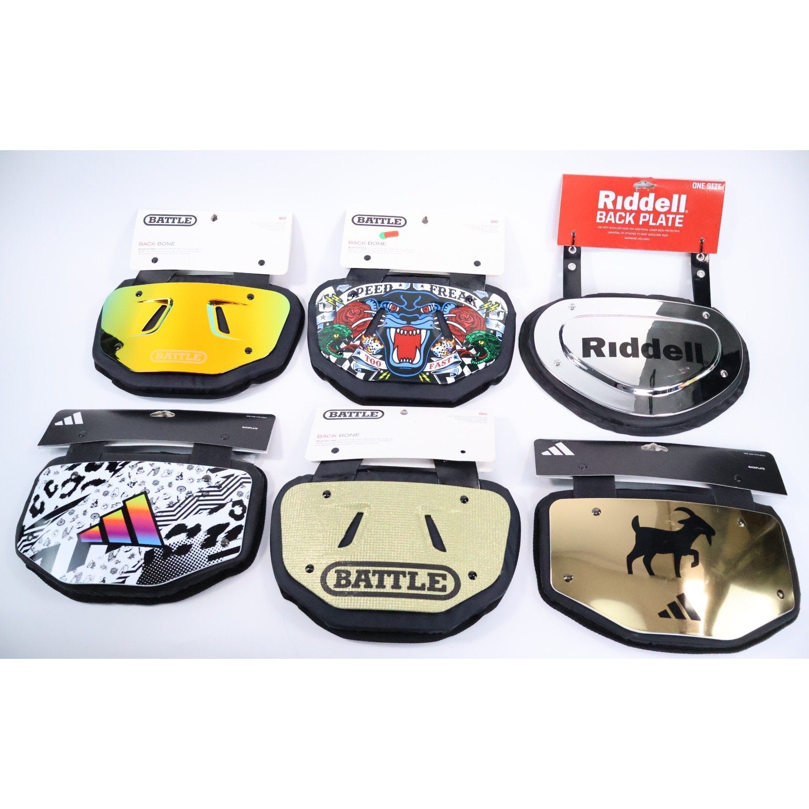 Lot Of 6 Adult Football Back Plate Battle / Riddell / Adidas / NEW READ INV#203