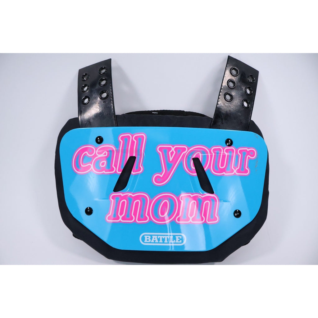 Battle Sports Call Your Mom Chrome Adult Football Back Plate Blue/Pink Read