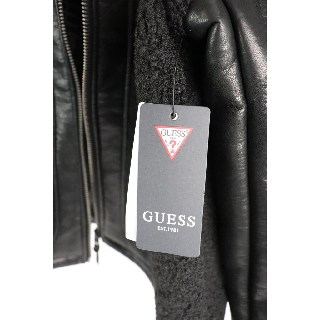 GUESS Mens Ren Bonded Faux Sherpa Jacket, Jet Black Multi, XXL