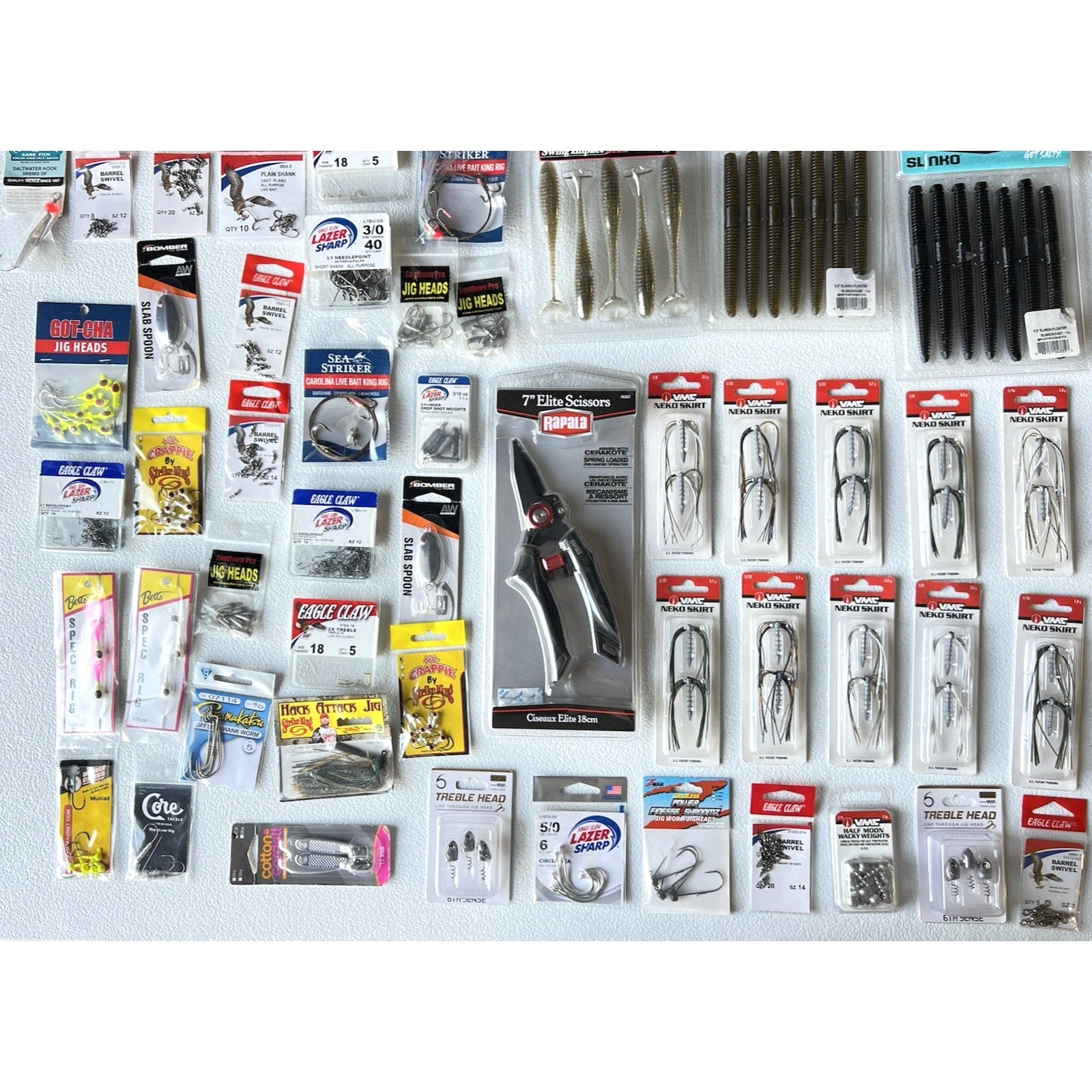 Fishing Tackles Assortment 50 Pieces Scissors, Baits, Hooks... INV #349
