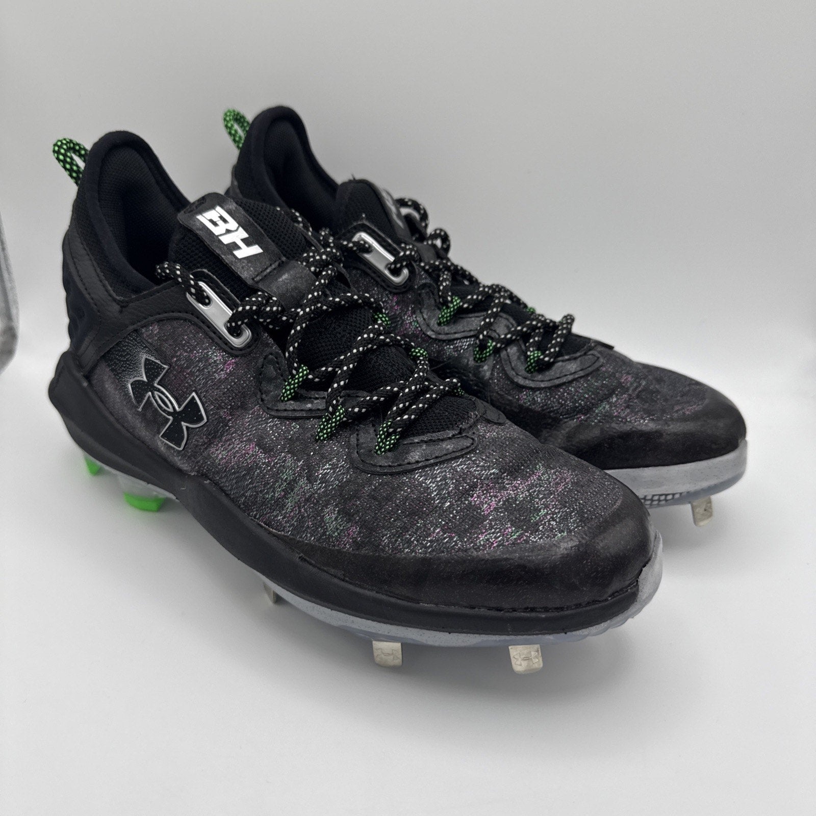 UNDER ARMOUR UA Harper 8 Low ST Metal Baseball Cleats Mens Size 7.5 Black Noir