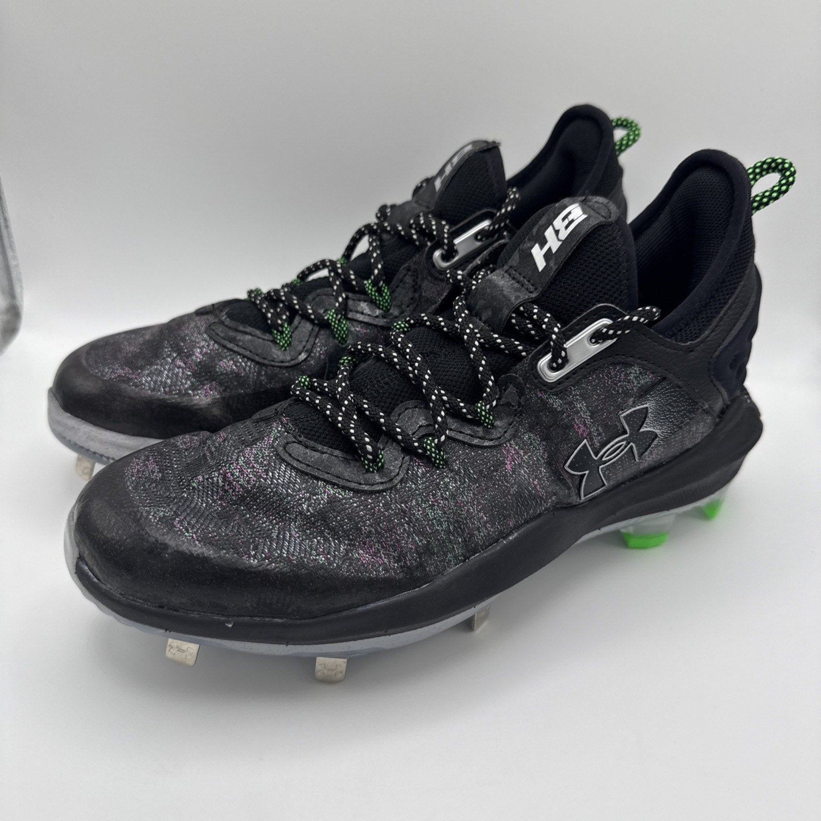 UNDER ARMOUR UA Harper 8 Low ST Metal Baseball Cleats Mens Size 7.5 Black Noir