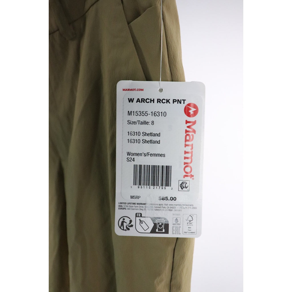 Marmot Arch Rock Pants Women's Size 8 Shelter Tan Hiking Outdoor MSRP $85