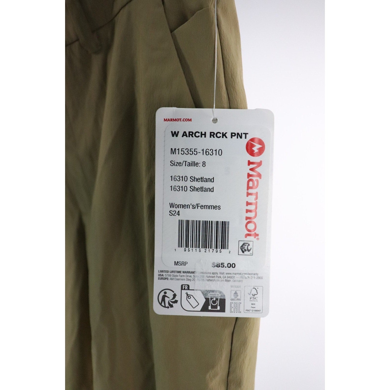 Marmot Arch Rock Pants Women's Size 8 Shelter Tan Hiking Outdoor MSRP $85