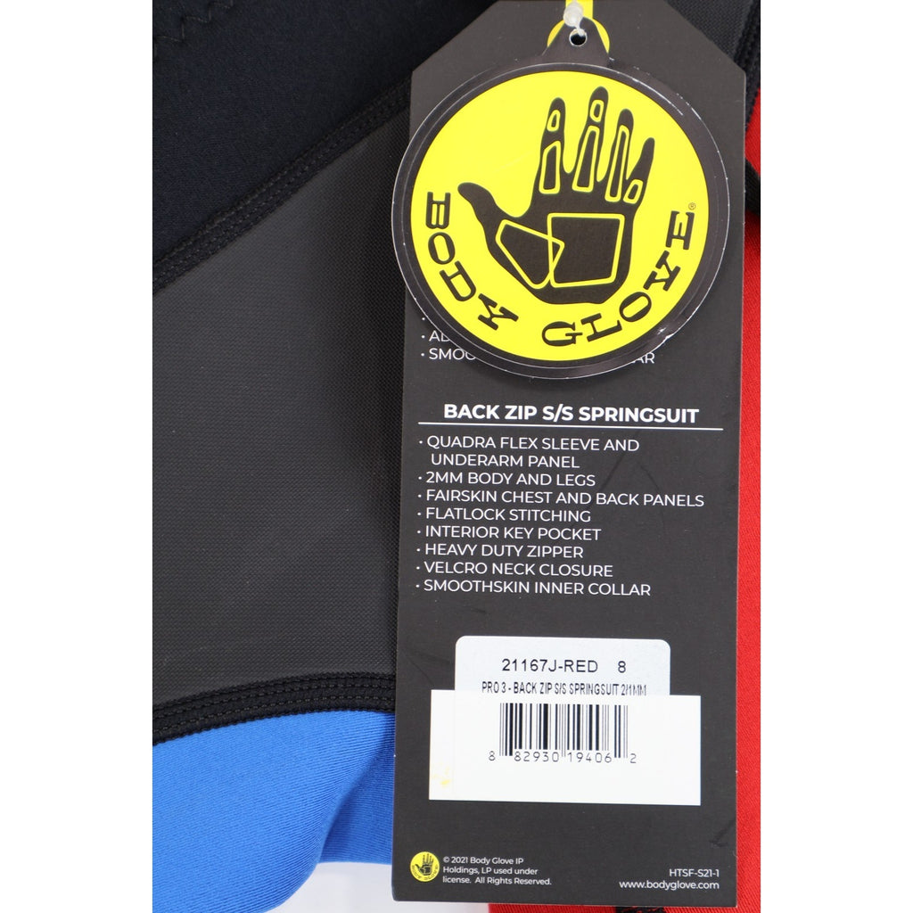 Body Glove Pro 3 2:1 Spring Suit Swim Dive Wetsuit Red/Blue/BK Youth 8 New READ