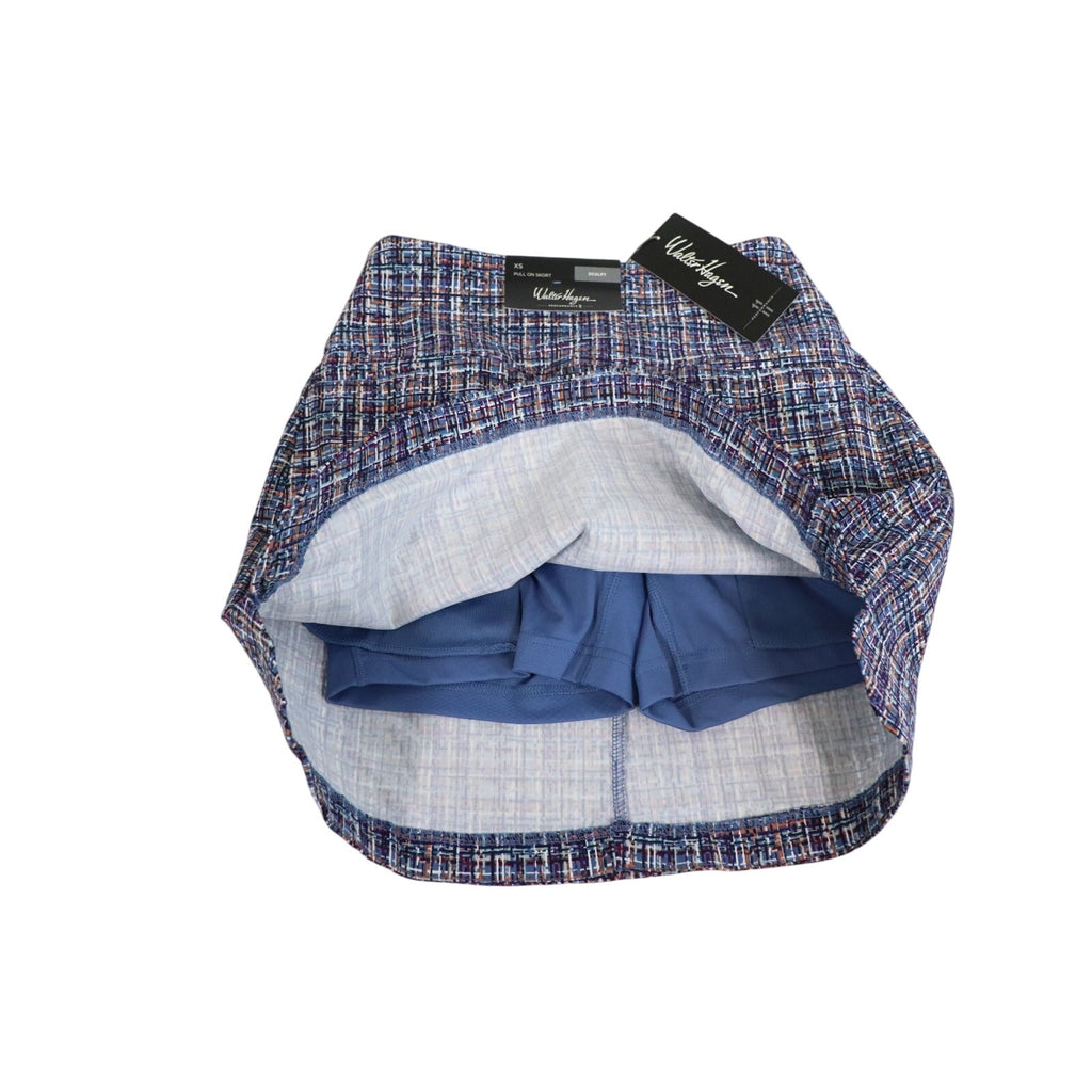 Walter Hagen Golf Skort Shorts 17" Sculpt Tweed Mid Blue Multi Pull On -XS