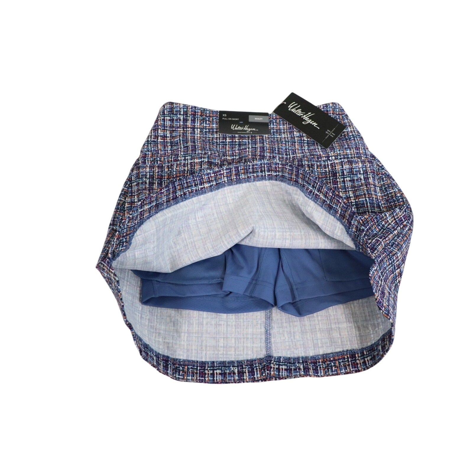 Walter Hagen Golf Skort Shorts 17" Sculpt Tweed Mid Blue Multi Pull On -XS