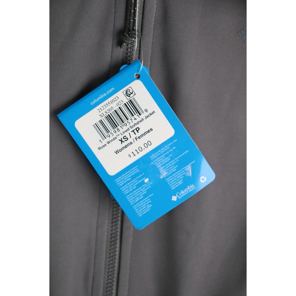 Columbia Rose Winds Softshell Hooded Jacket Women's XS Gray Full-Zip Closure NWT