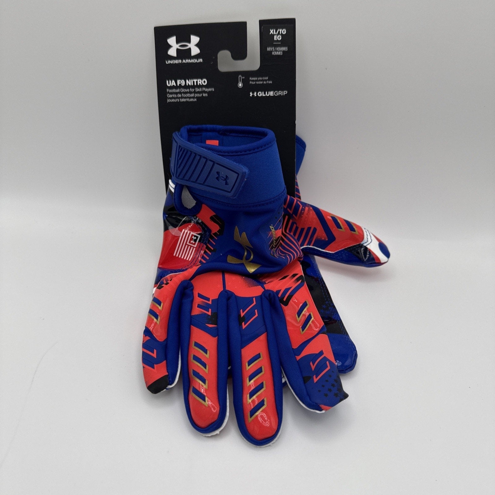NEW XL Under Armour F9 Nitro Men's Football Gloves w Sticky Gluegrip LMT ED.