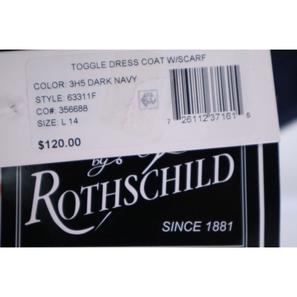 Rothschild Hooded Toggle Coat with Scarf - Navy - Size L 14 NWT