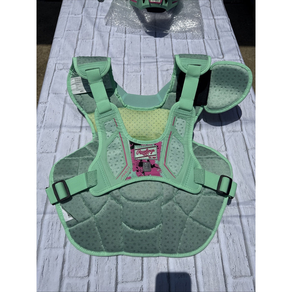 Rawlings Mach Splattter Mint/Pink Limited Catcher’s Gear Adult Large - NEW #C2