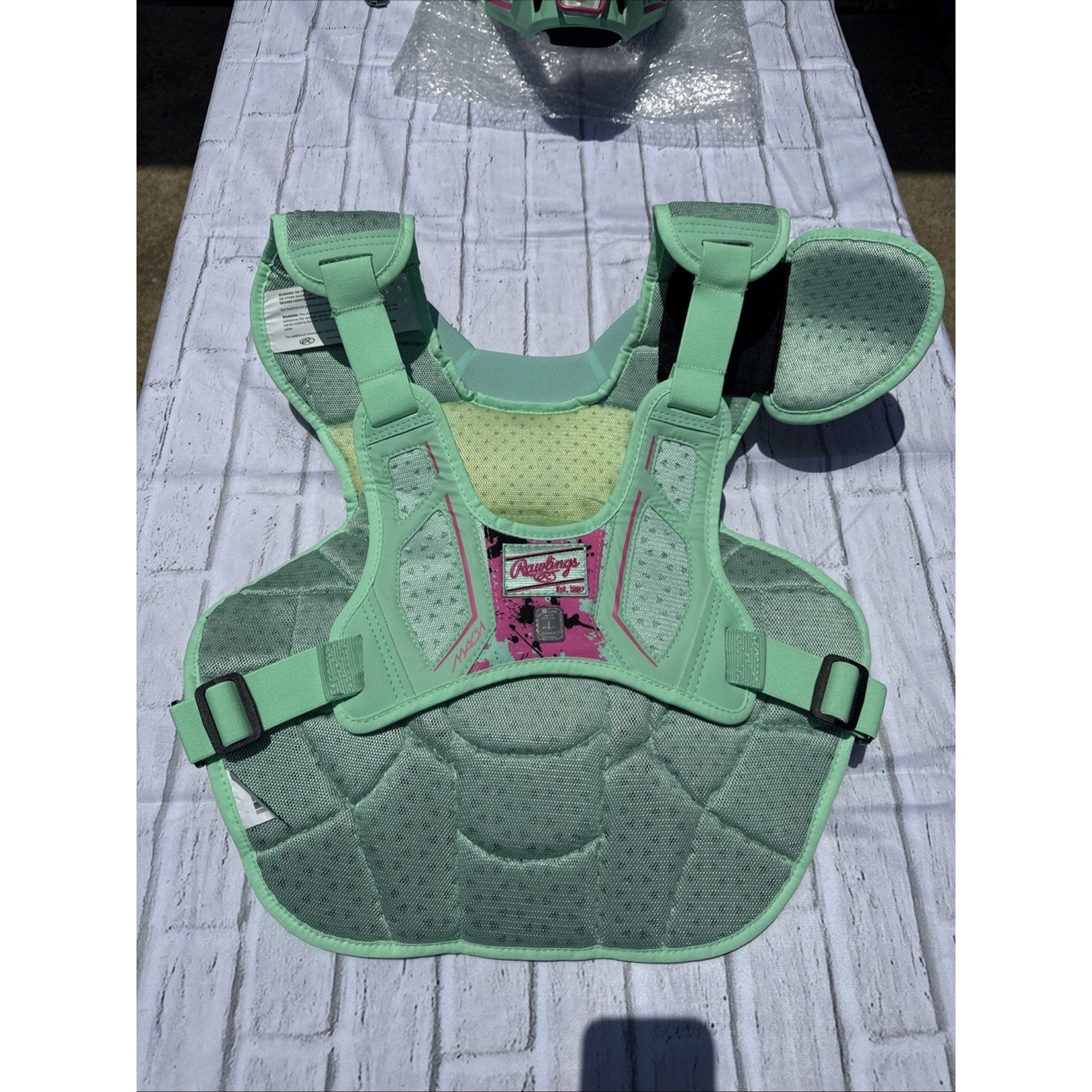 Rawlings Mach Splattter Mint/Pink Limited Catcher’s Gear Adult Large - NEW #C2