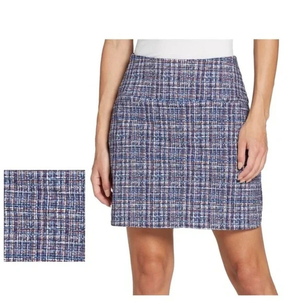 Walter Hagen Golf Skort Shorts 17" Sculpt Tweed Mid Blue Multi Pull On -XS