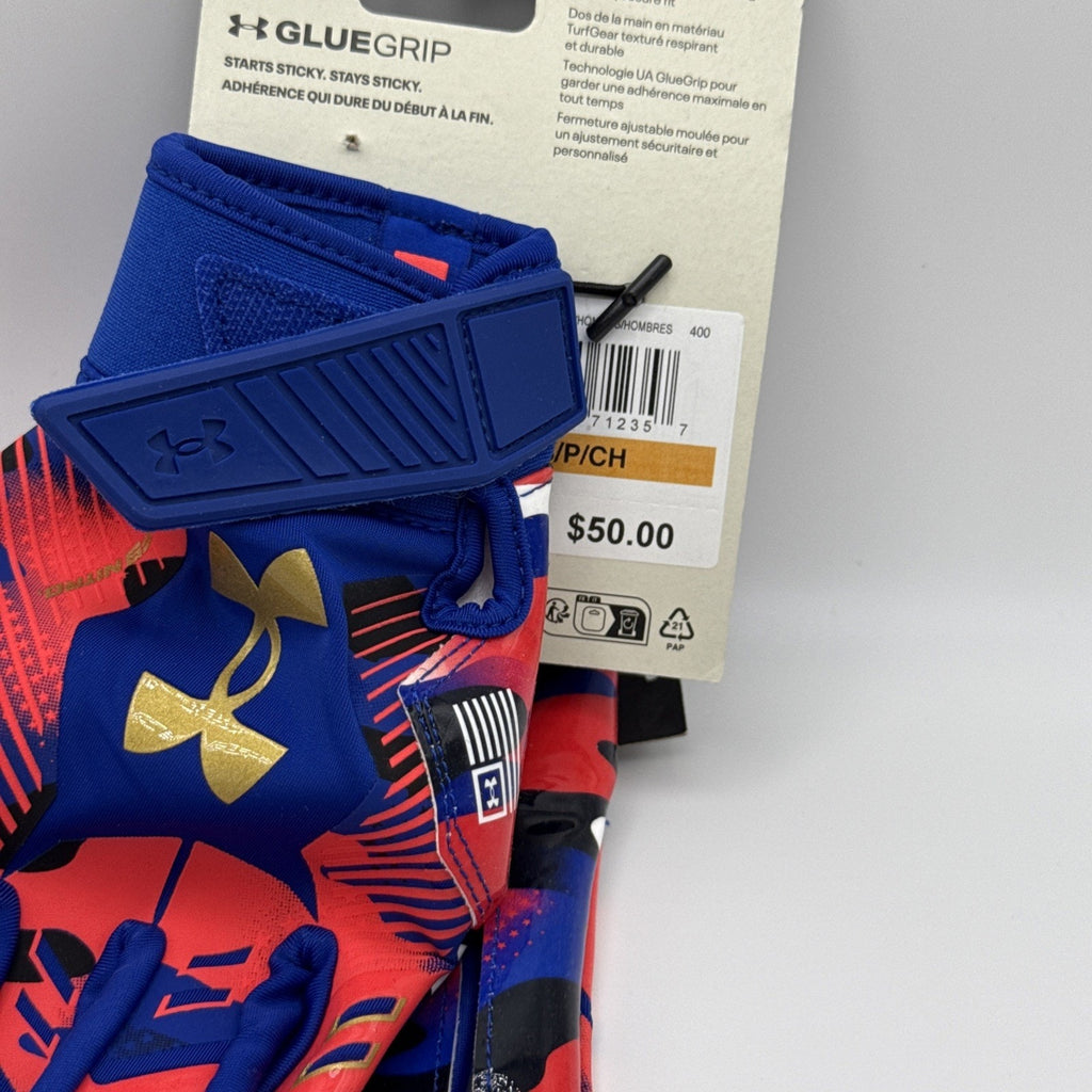 NEW Size SM Under Armour F9 Nitro Men's Football Gloves w Sticky Gluegrip.