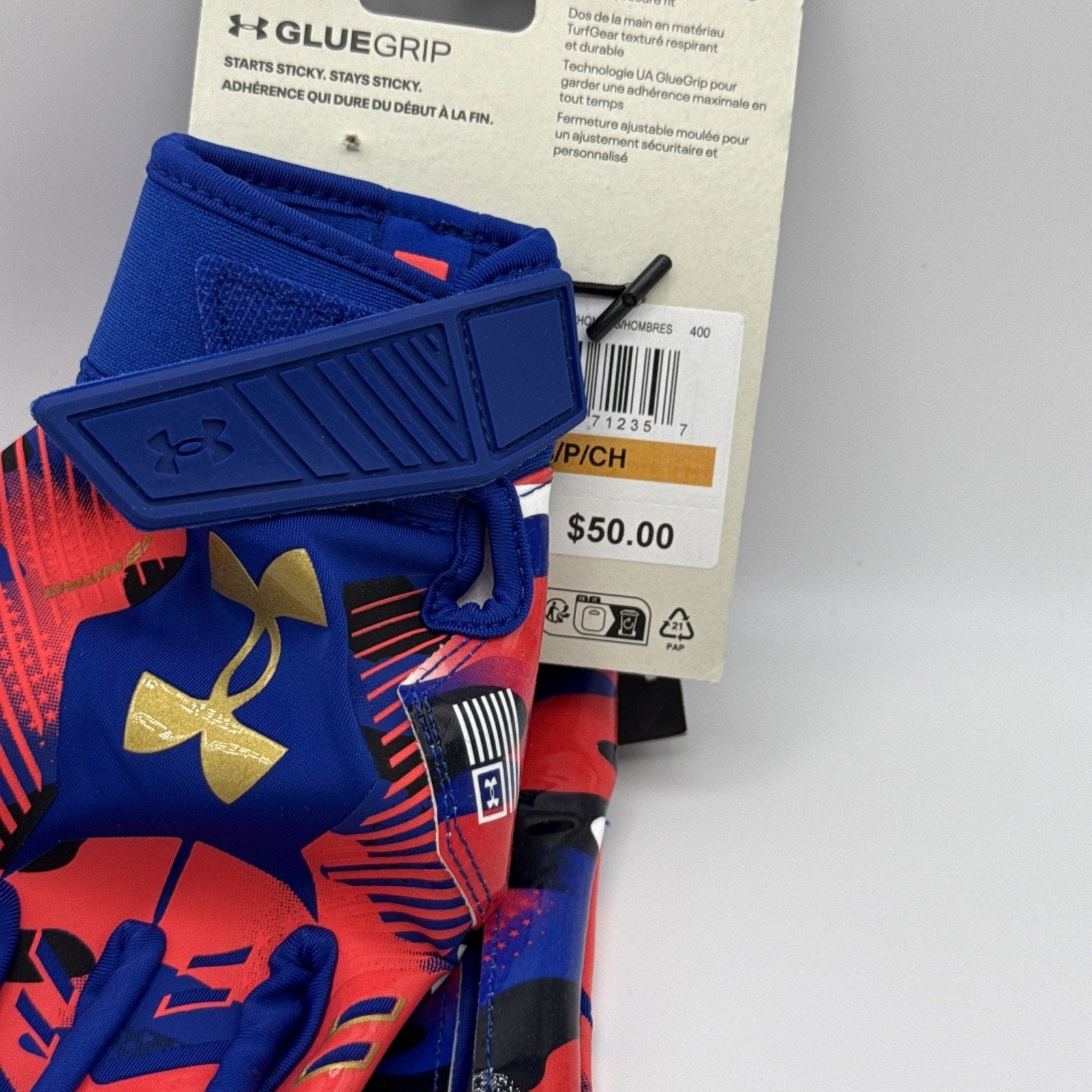 NEW Size SM Under Armour F9 Nitro Men's Football Gloves w Sticky Gluegrip.