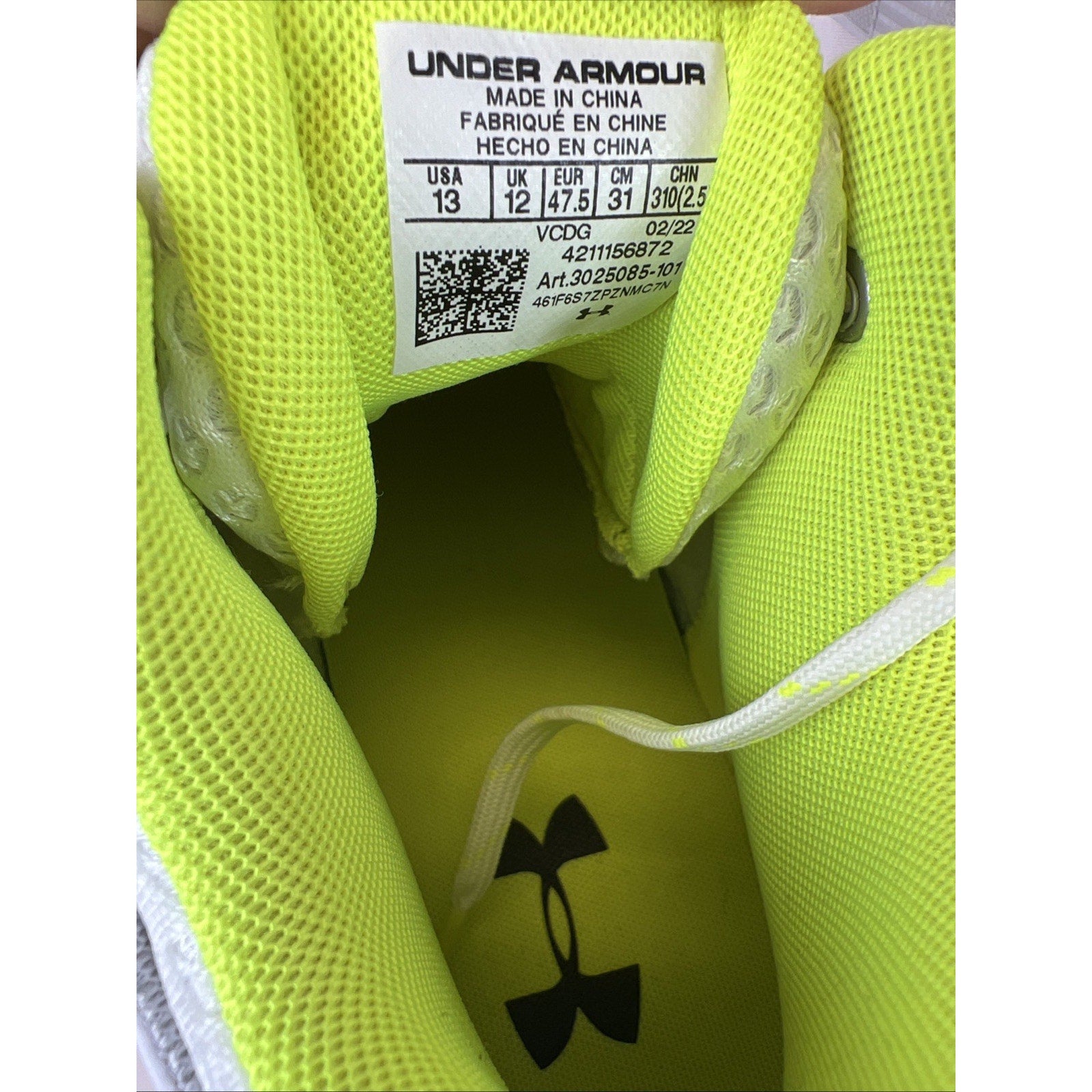 UNDER ARMOUR UA HIGHLIGHT HAMMER MC 'WHITE METALLIC SILVER' 3025085-101 Size 13