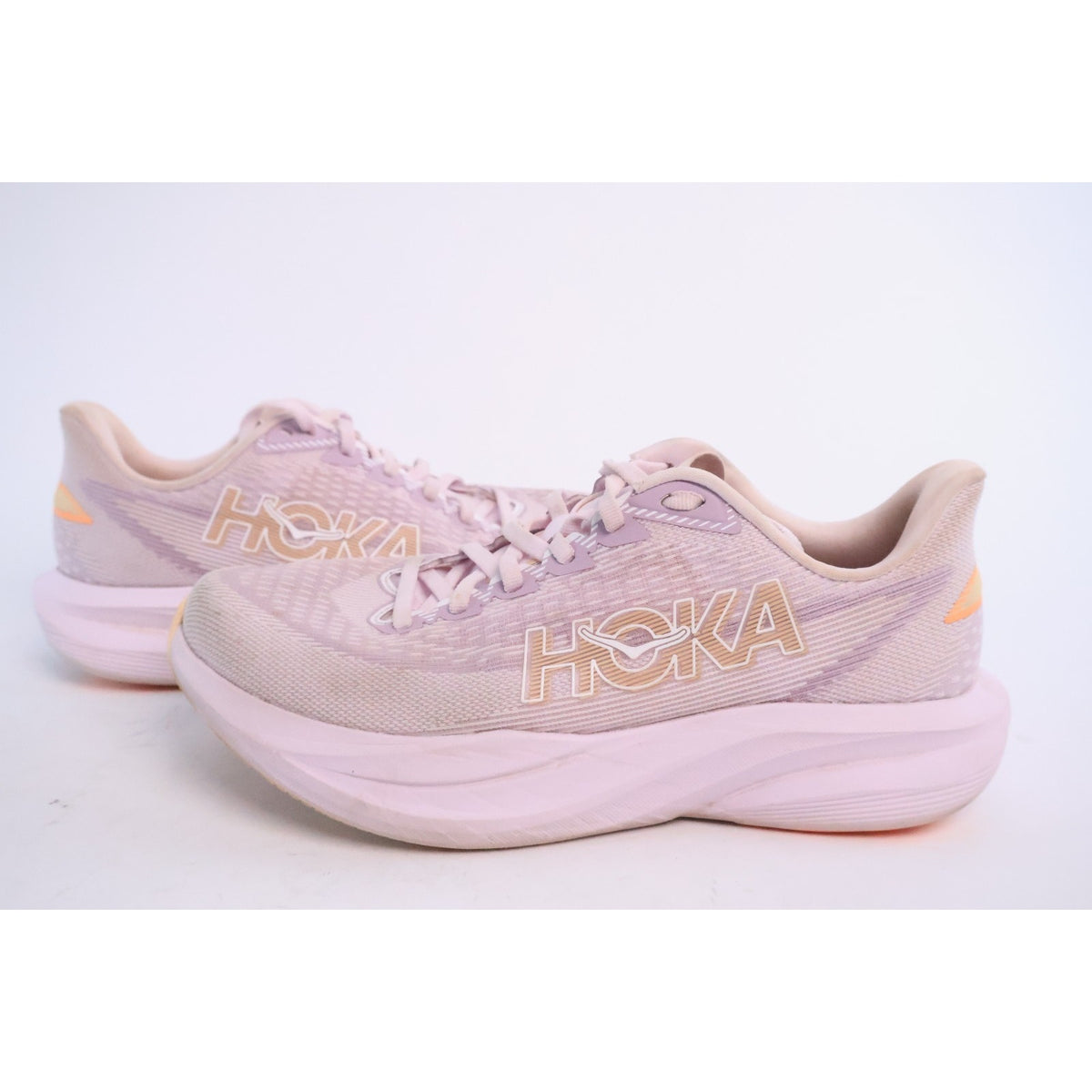 Hoka One One Mach 7 Running Shoes Lilac Cream/Tangerine Glow Women's 9B #88
