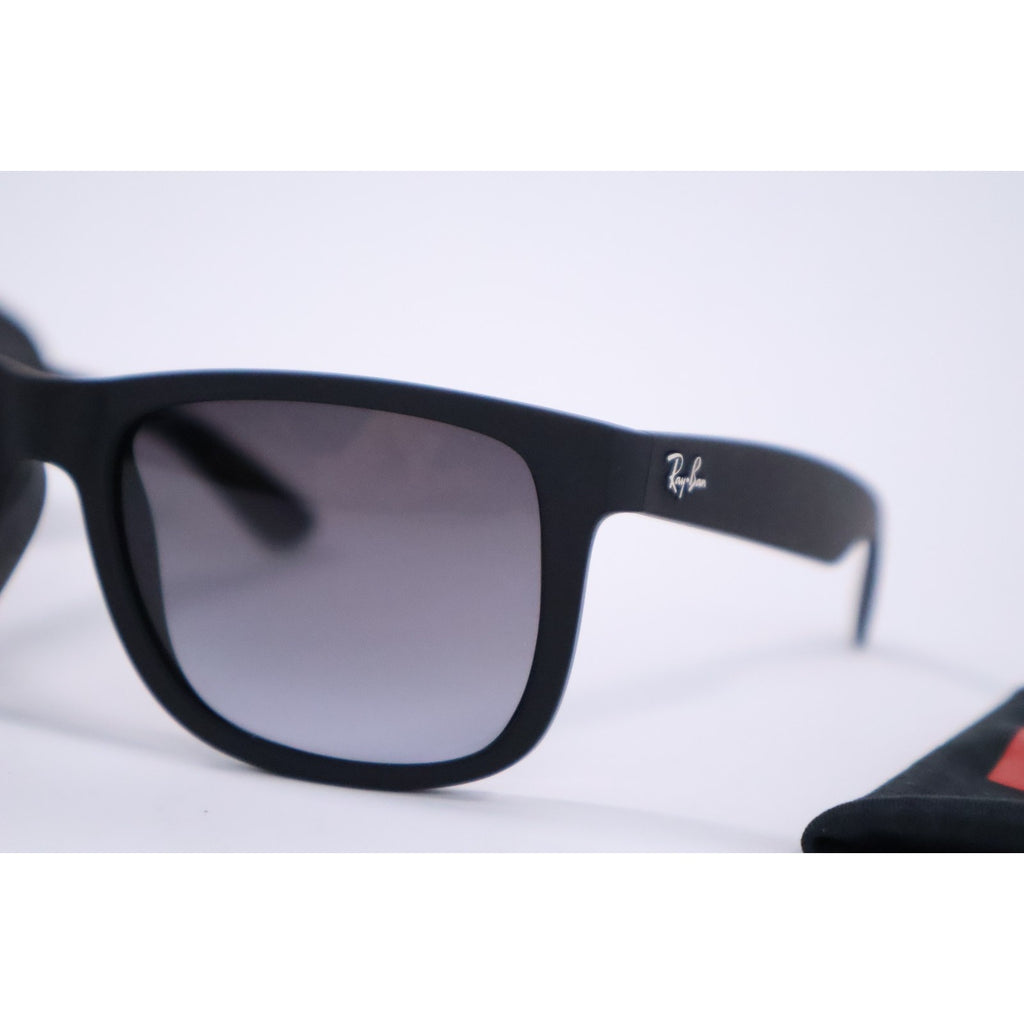 Ray-Ban JUSTIN RB4165 601/8G 54-16 Sunglasses Dark Grey Matte Rubber Black New