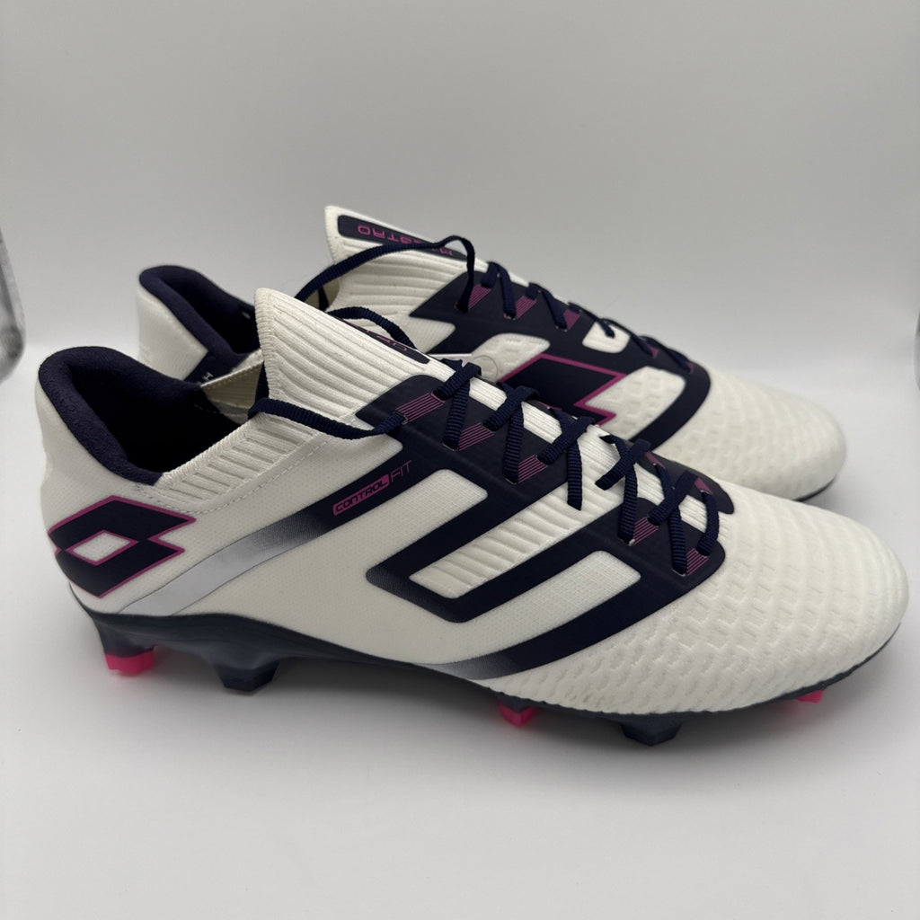 Lotto Maestro 100 IV FG Mens Soccer Cleats All White Navy Vivid Fuchsia Sz 10