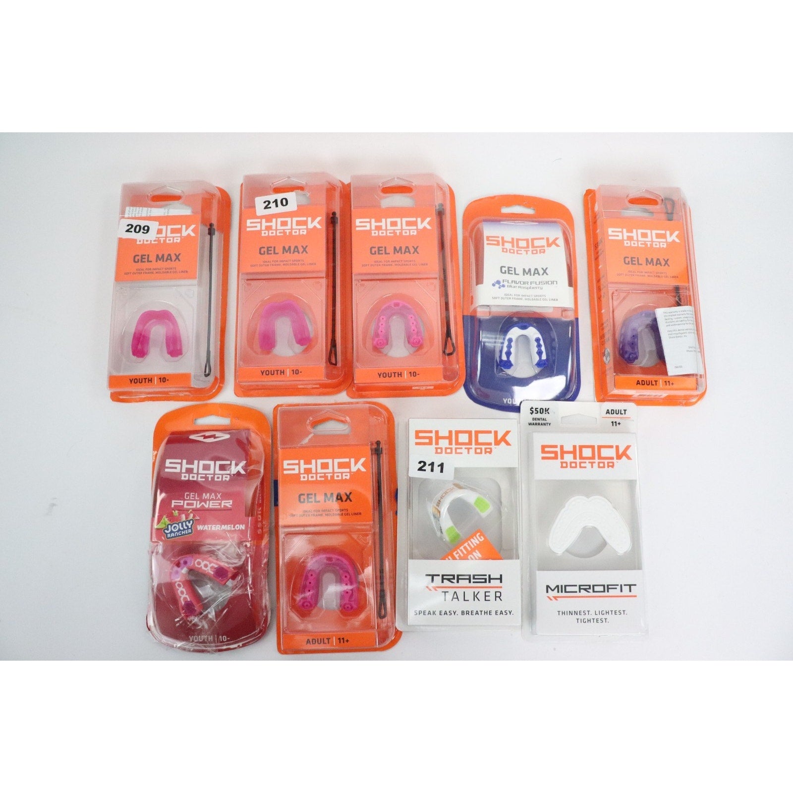 Pack of 9 Shock Doctor Adult / Youth Mouthguards Different Design READ