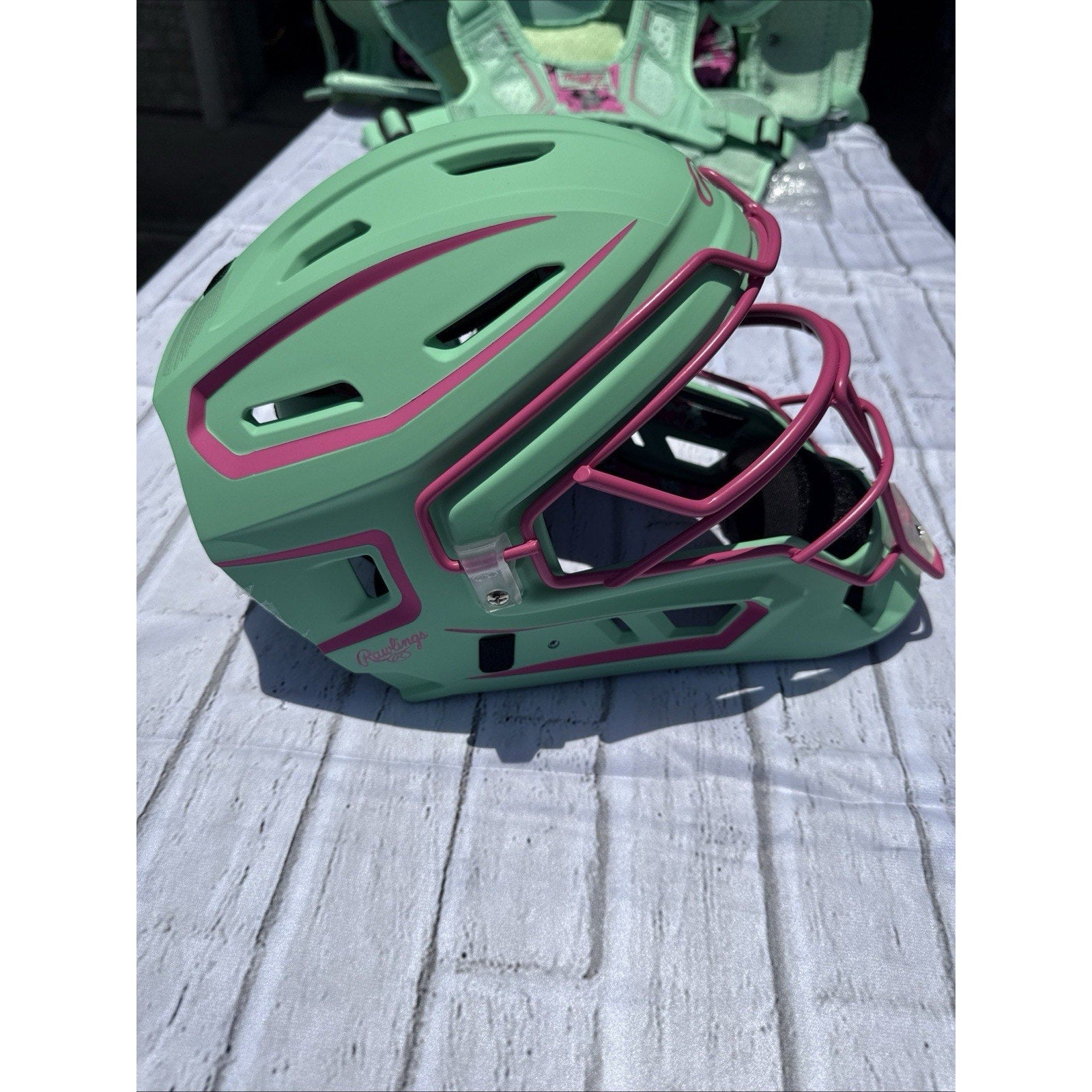 Rawlings Mach Splattter Mint/Pink Limited Catcher’s Gear Adult Large - NEW #C2