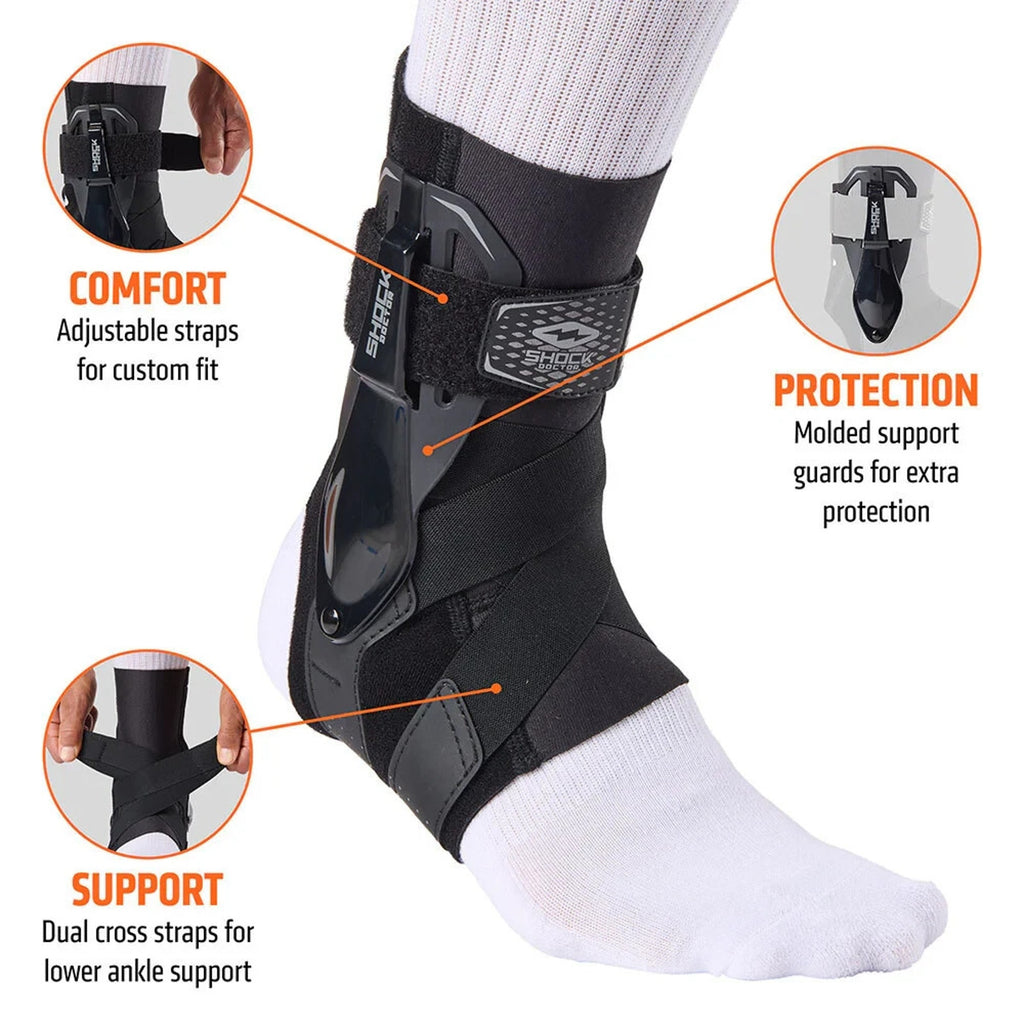 Shock Doctor Ankle W/Molded Support Guards /Cross Straps Level 3 Left Medium NEW