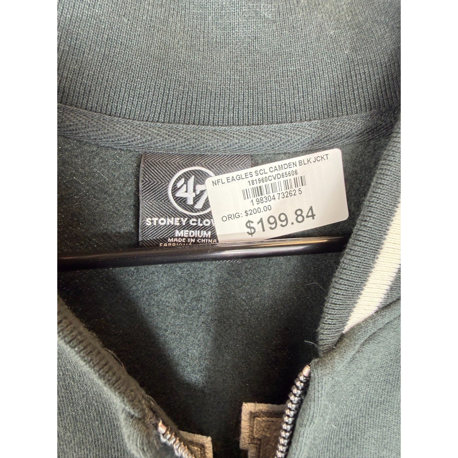 Stoney Clover Lane X '47 Philadelphia Eagles Black Track Jacket Size M $200