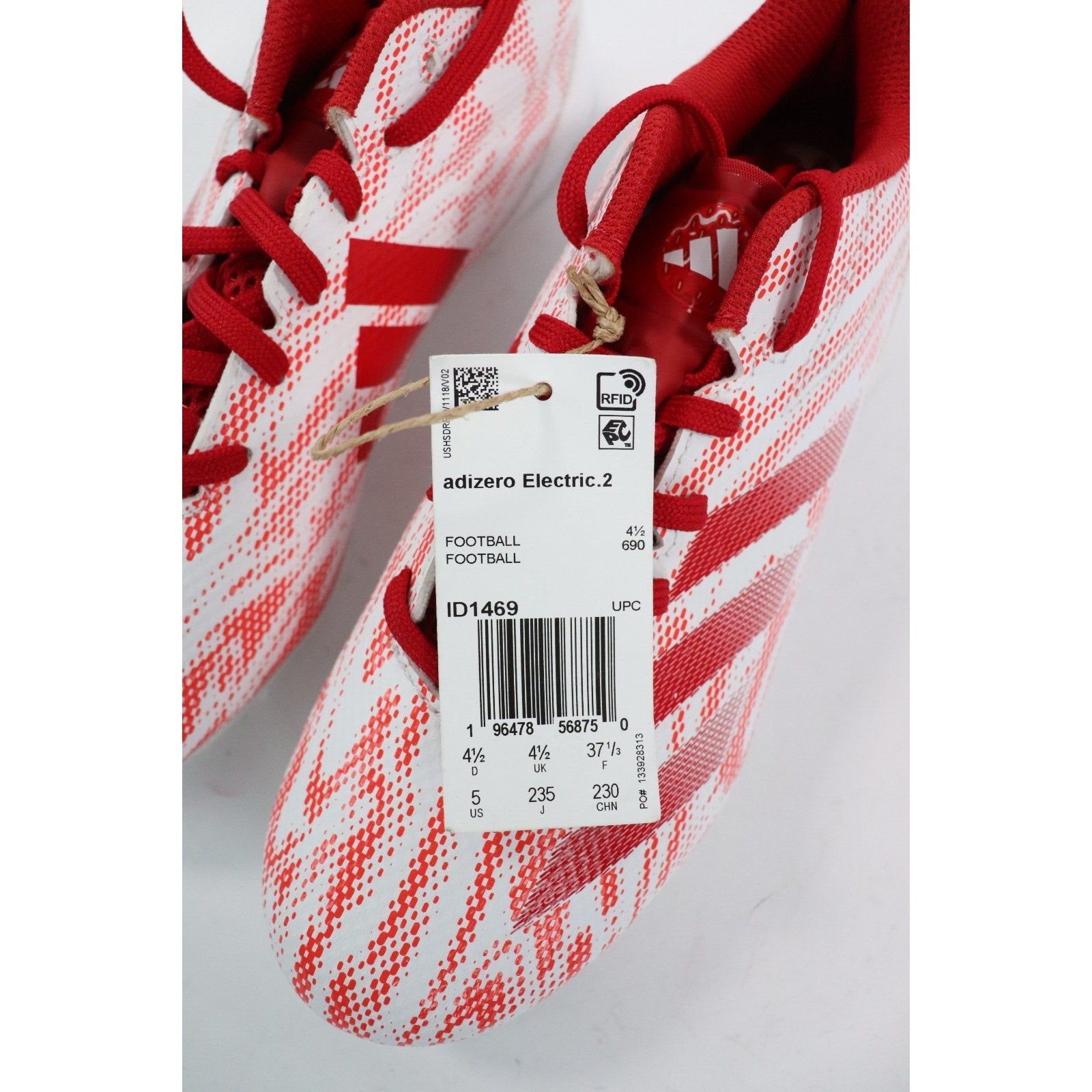 Adizero Electric 2 Football Cleats GS "Red White" ID1469 Men size US 5 NEW