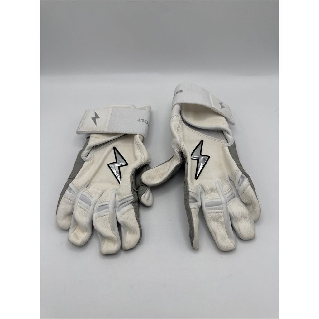 BRUCE BOLT Chrome Series Cabretta Batting Gloves M White Chrome Premium Read
