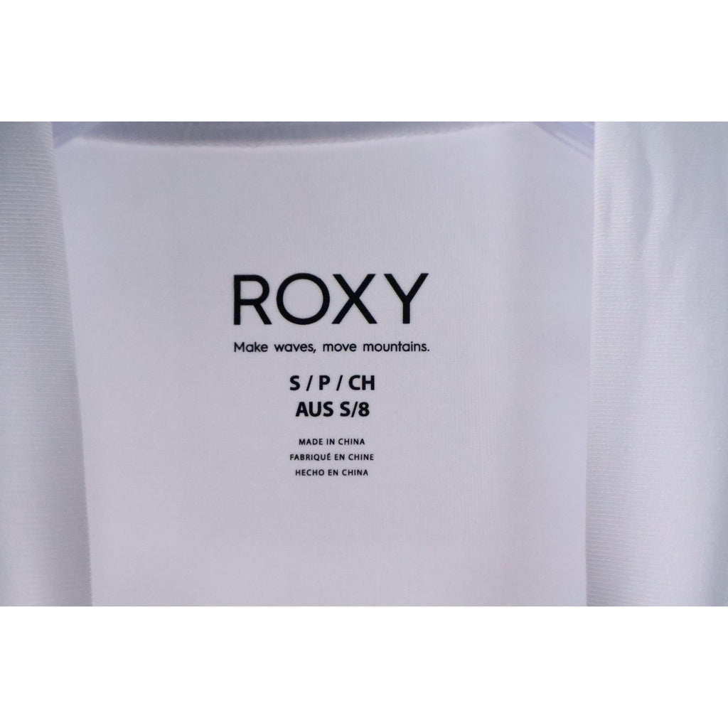 Roxy Whole Hearted White SS Women's Small Rashguard UPF 50+ Fitted Quick Dry
