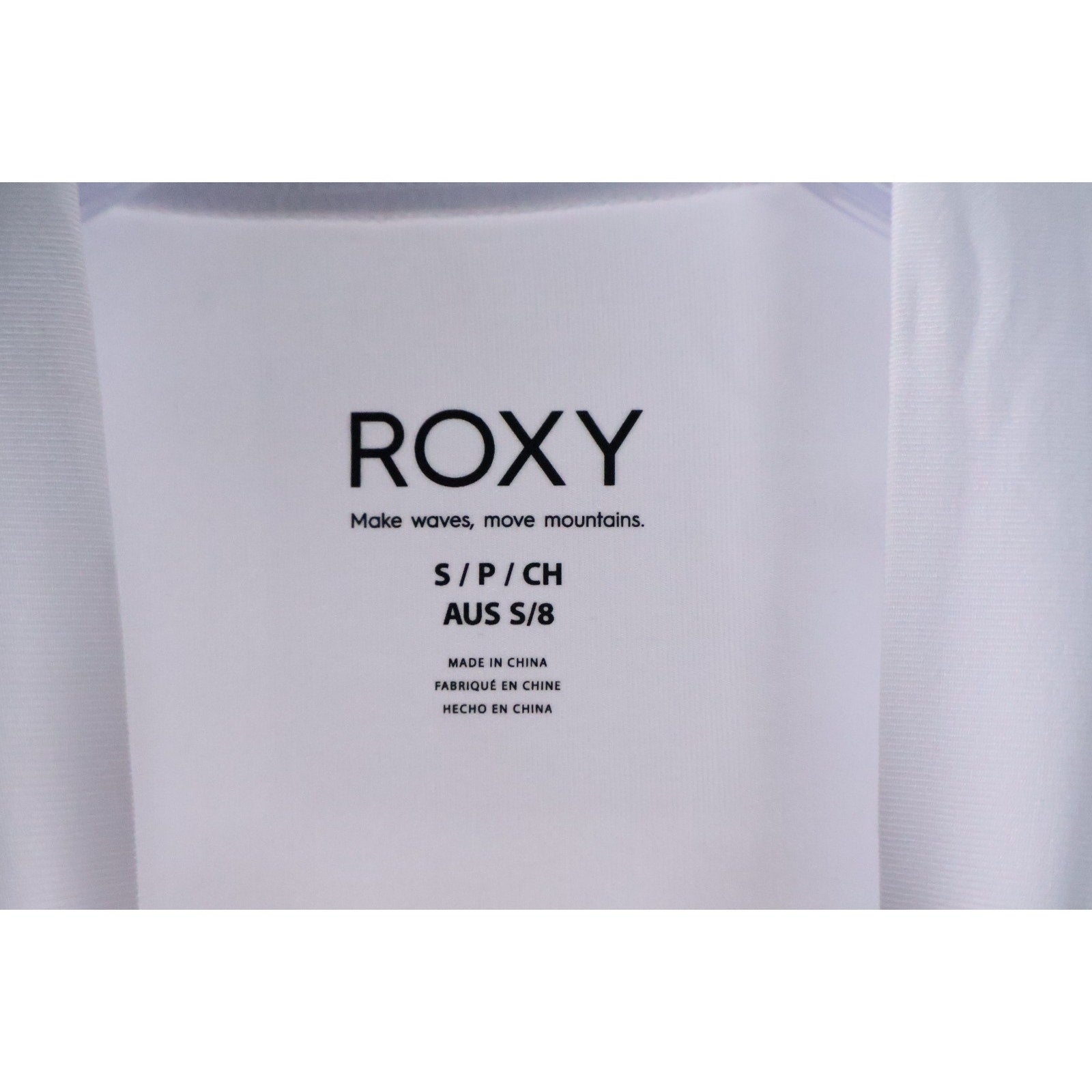 Roxy Whole Hearted White SS Women's Small Rashguard UPF 50+ Fitted Quick Dry