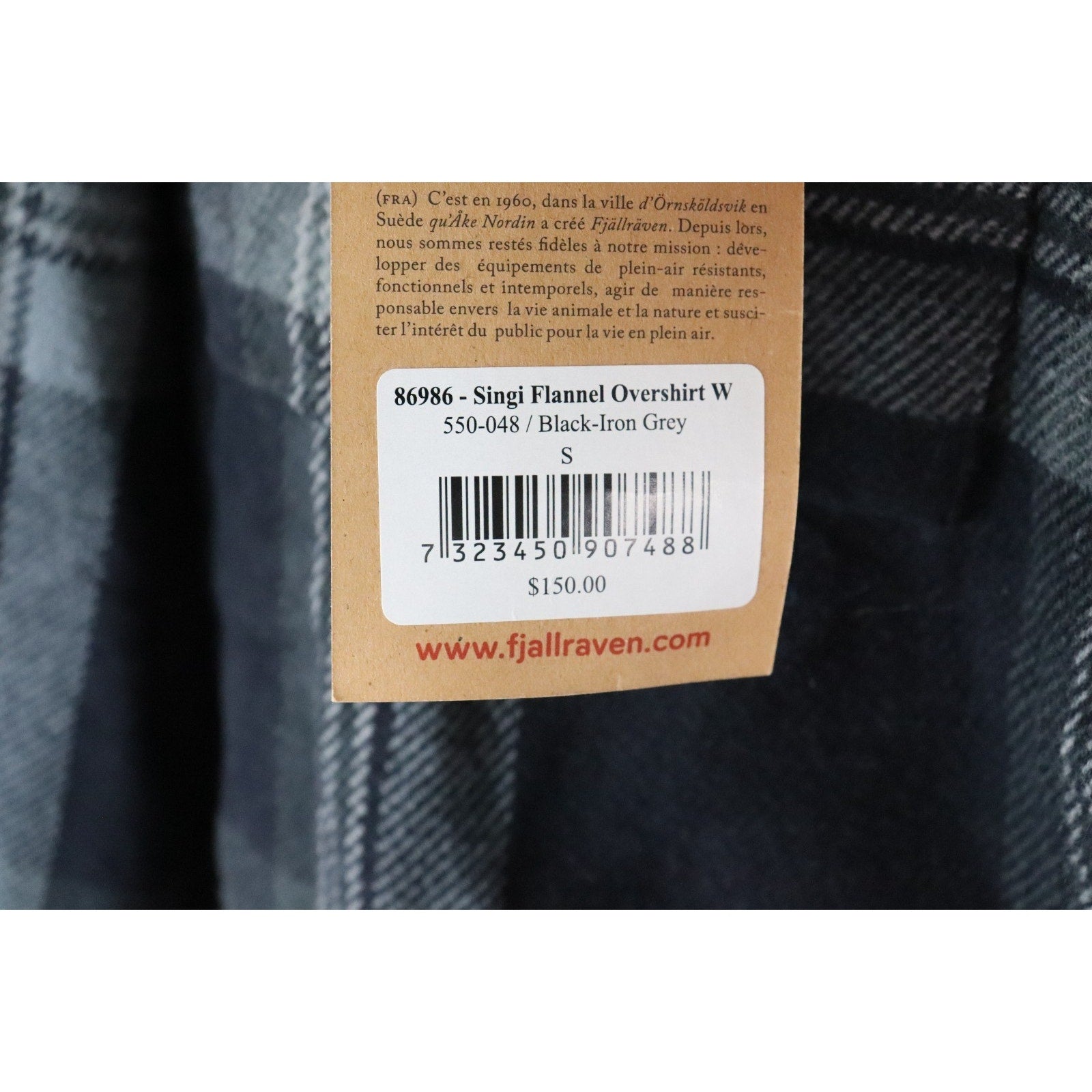 Fjallraven Singi Flannel Overshirt Women's Size S Black-Iron Grey 86986 NWT