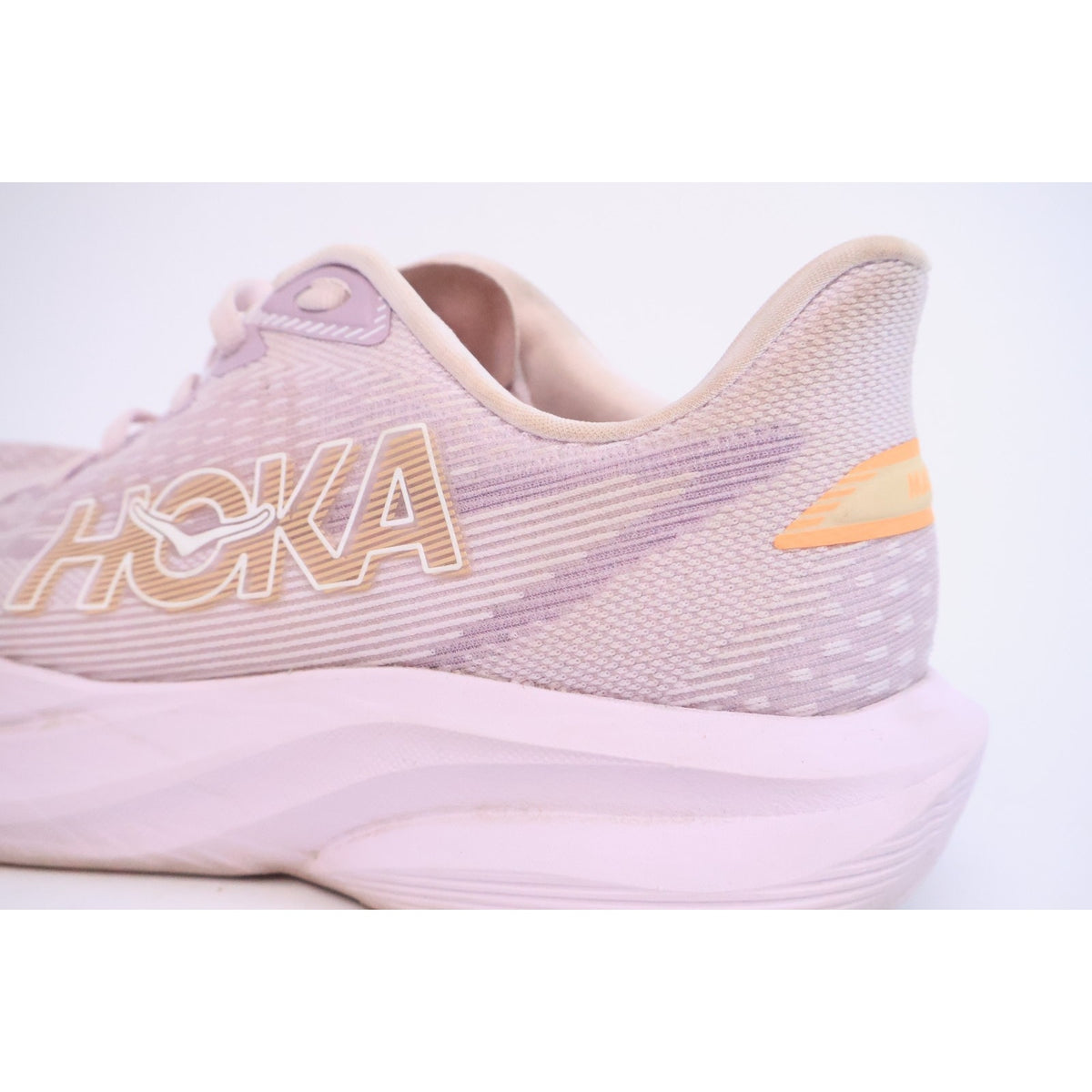 Hoka One One Mach 7 Running Shoes Lilac Cream/Tangerine Glow Women's 9B #88