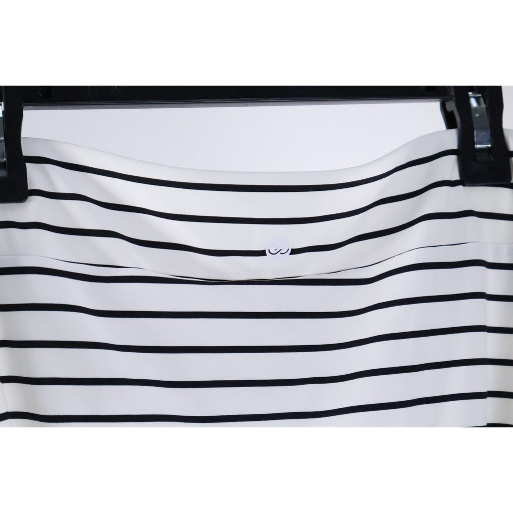 CALIA Womens Mid Rise Wide Banded Bikini Bottom High Leg Coastal Stripe White M