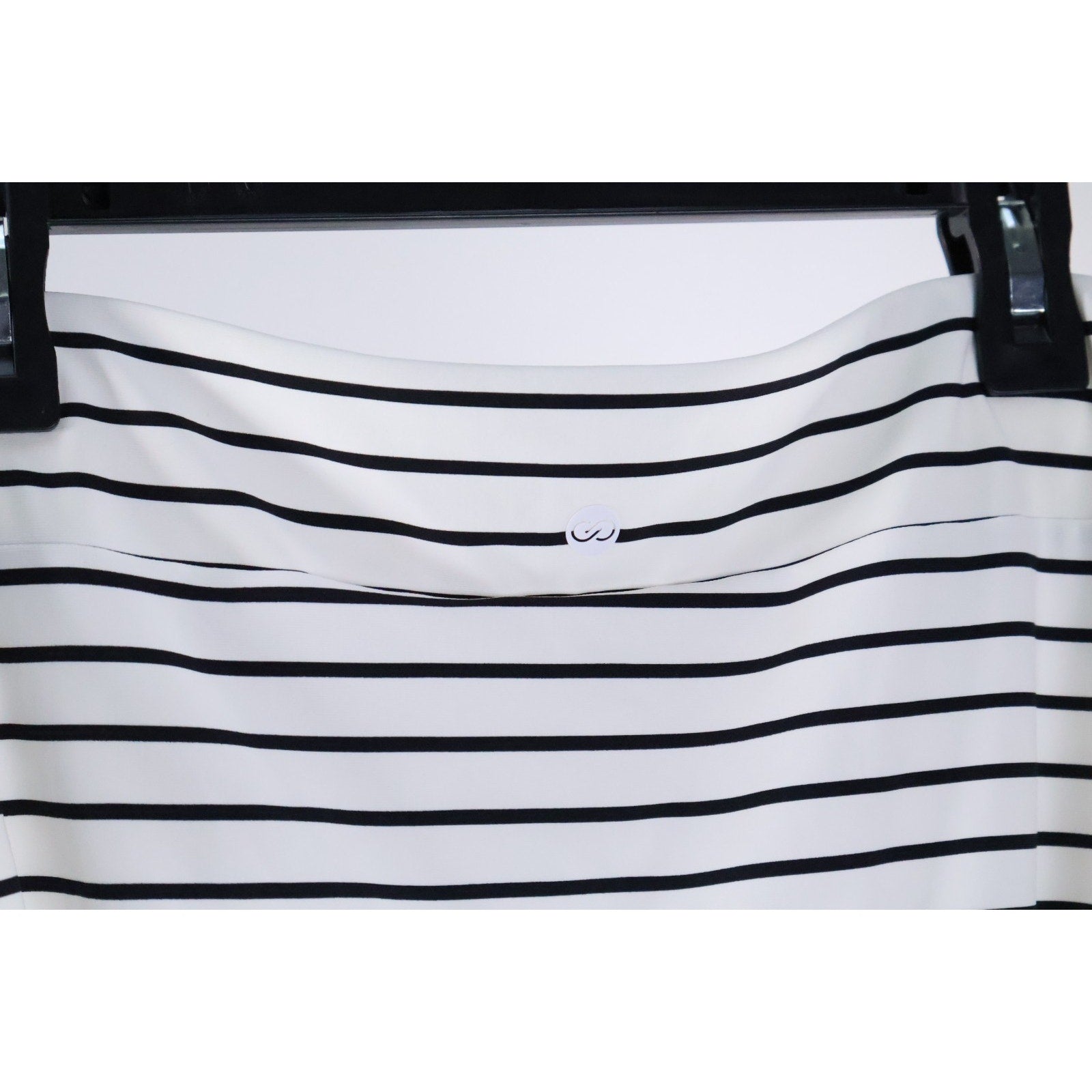 CALIA Womens Mid Rise Wide Banded Bikini Bottom High Leg Coastal Stripe White M