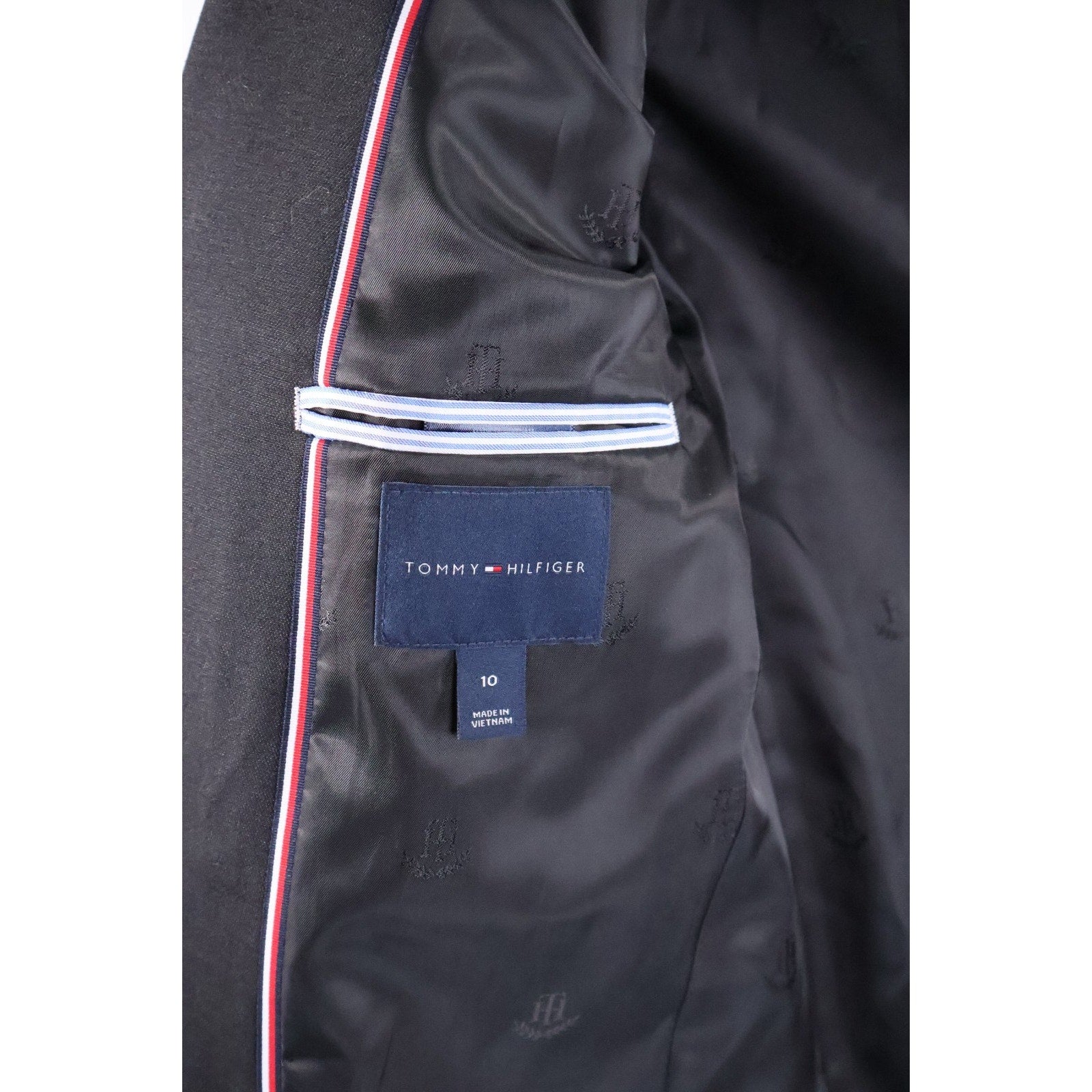 Tommy Hilfiger Boy's Black Modern-Fit Stretch Suit 2 Piece Jacket Pant Sz 10 NWT