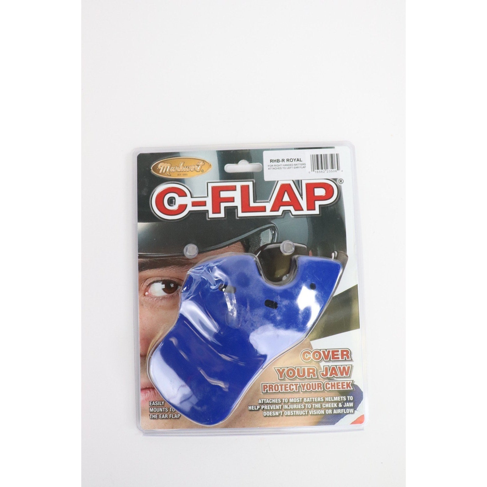 Markwort C-Flap Jaw and Cheek Protection for Right Handed Batter - BLUE