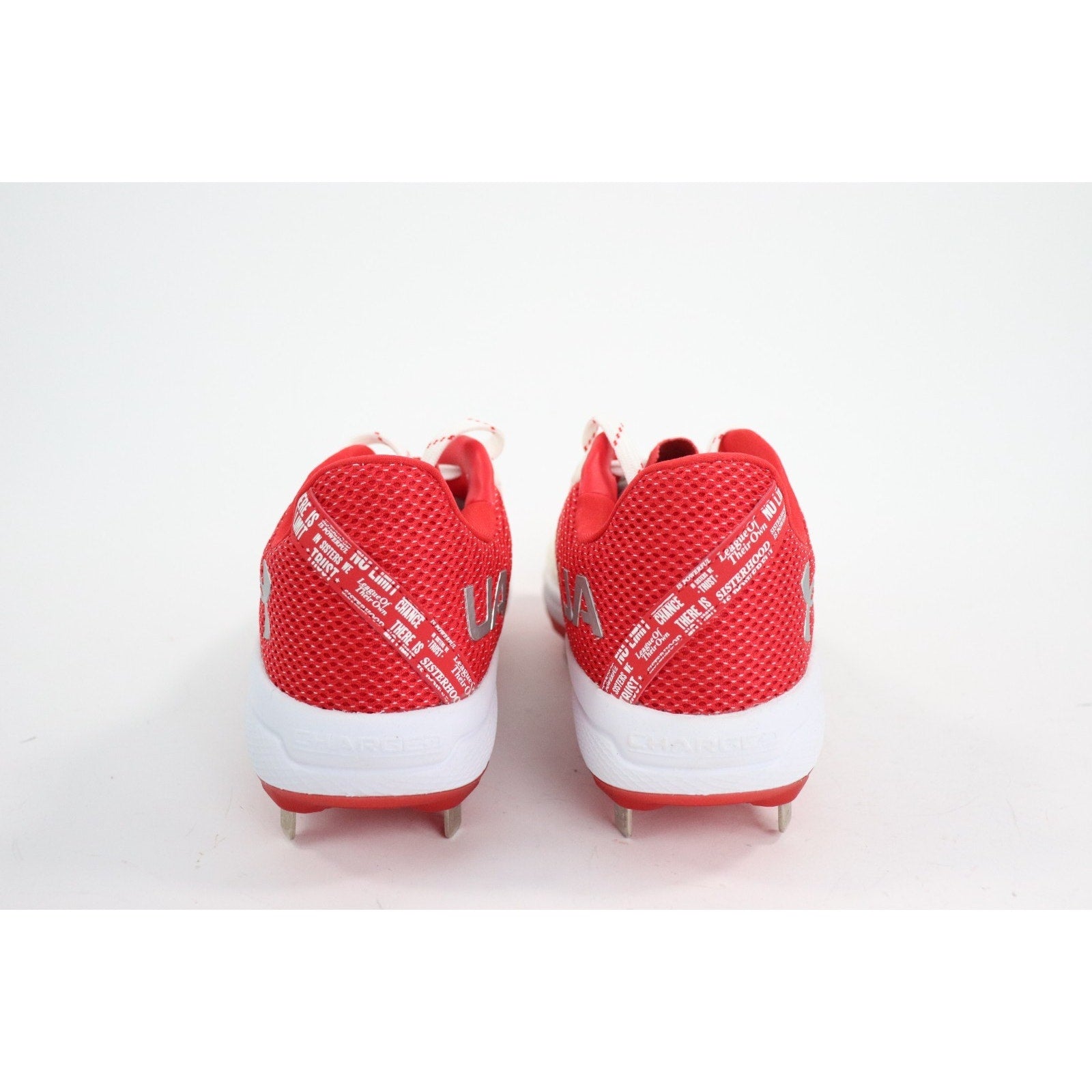 Under Armour Glyde 2 Metal Softball Cleats White Red 3026601-104 Women's 8.5 NEW