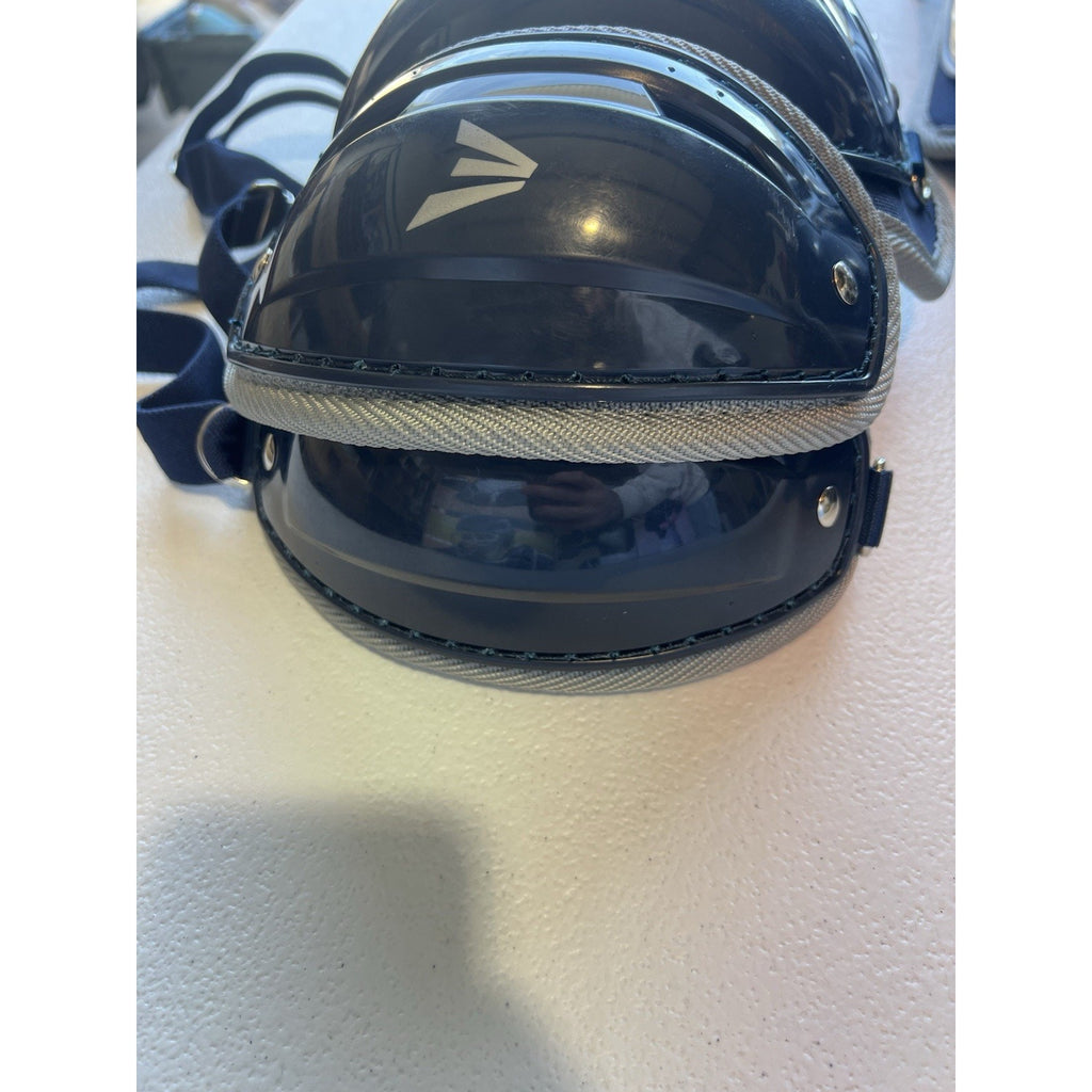 Easton Set Gametime Elite 3 Catcher's Leg Guards Helmet Adult 15+ Navy NEW Read