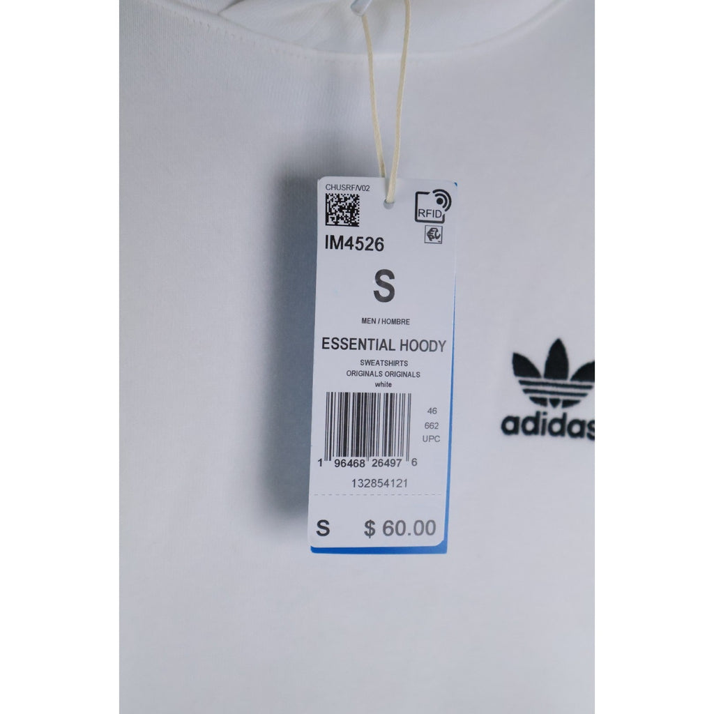 Adidas Men's Regular Size S White Essential Hoody Sweatshirt Trefoil IM4526 NWT